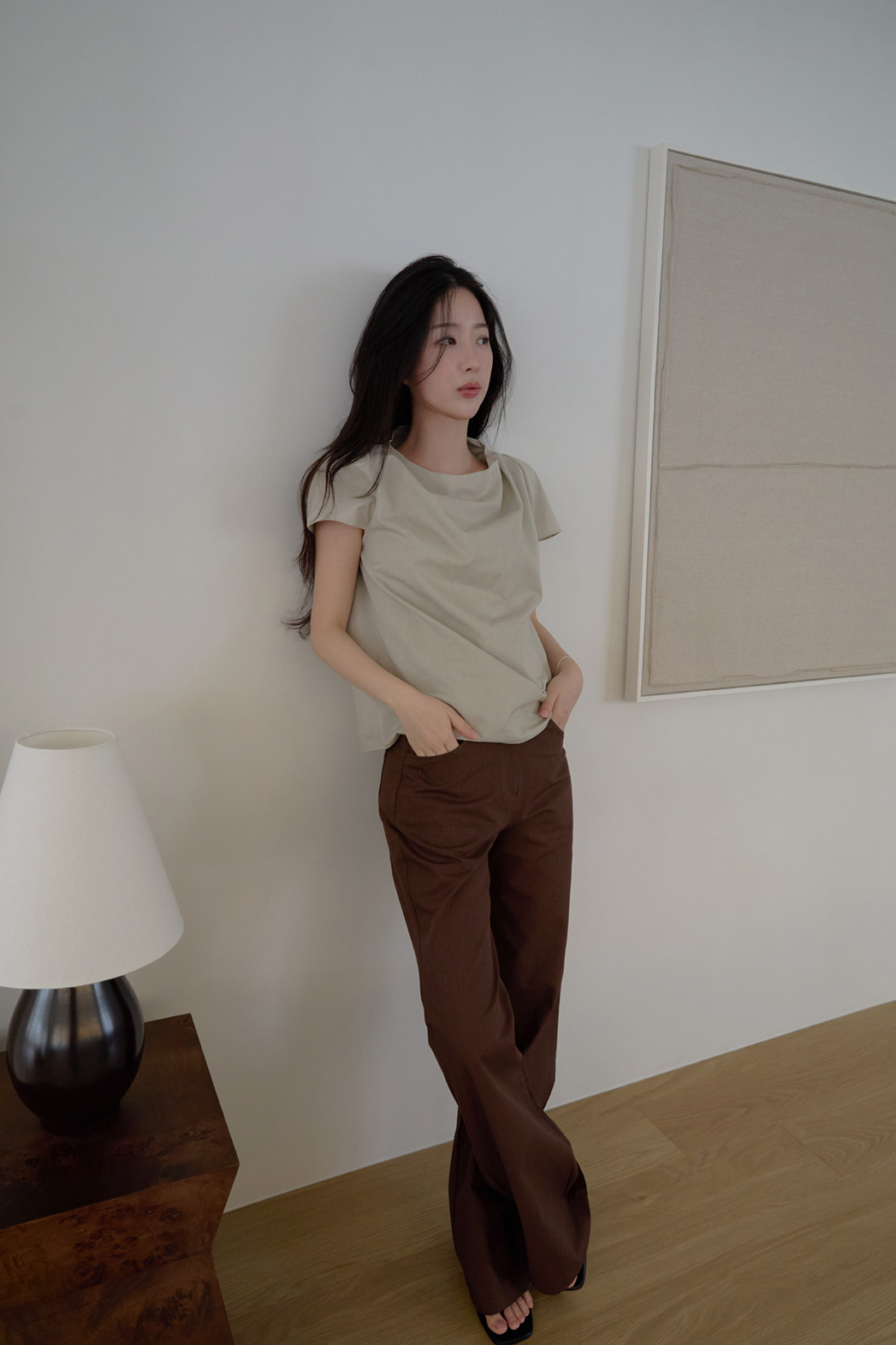 コットンポケットベーシックブーツカットストライプパンツオールシーズン | 詳細画像22