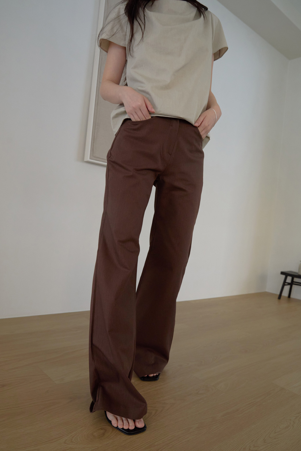 コットンポケットベーシックブーツカットストライプパンツオールシーズン | 詳細画像23