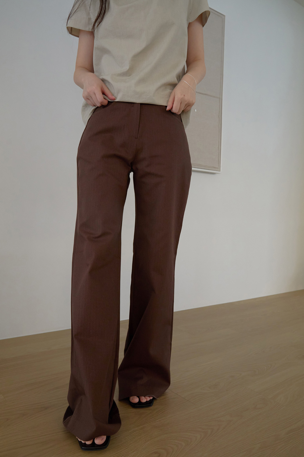 コットンポケットベーシックブーツカットストライプパンツオールシーズン | 詳細画像24