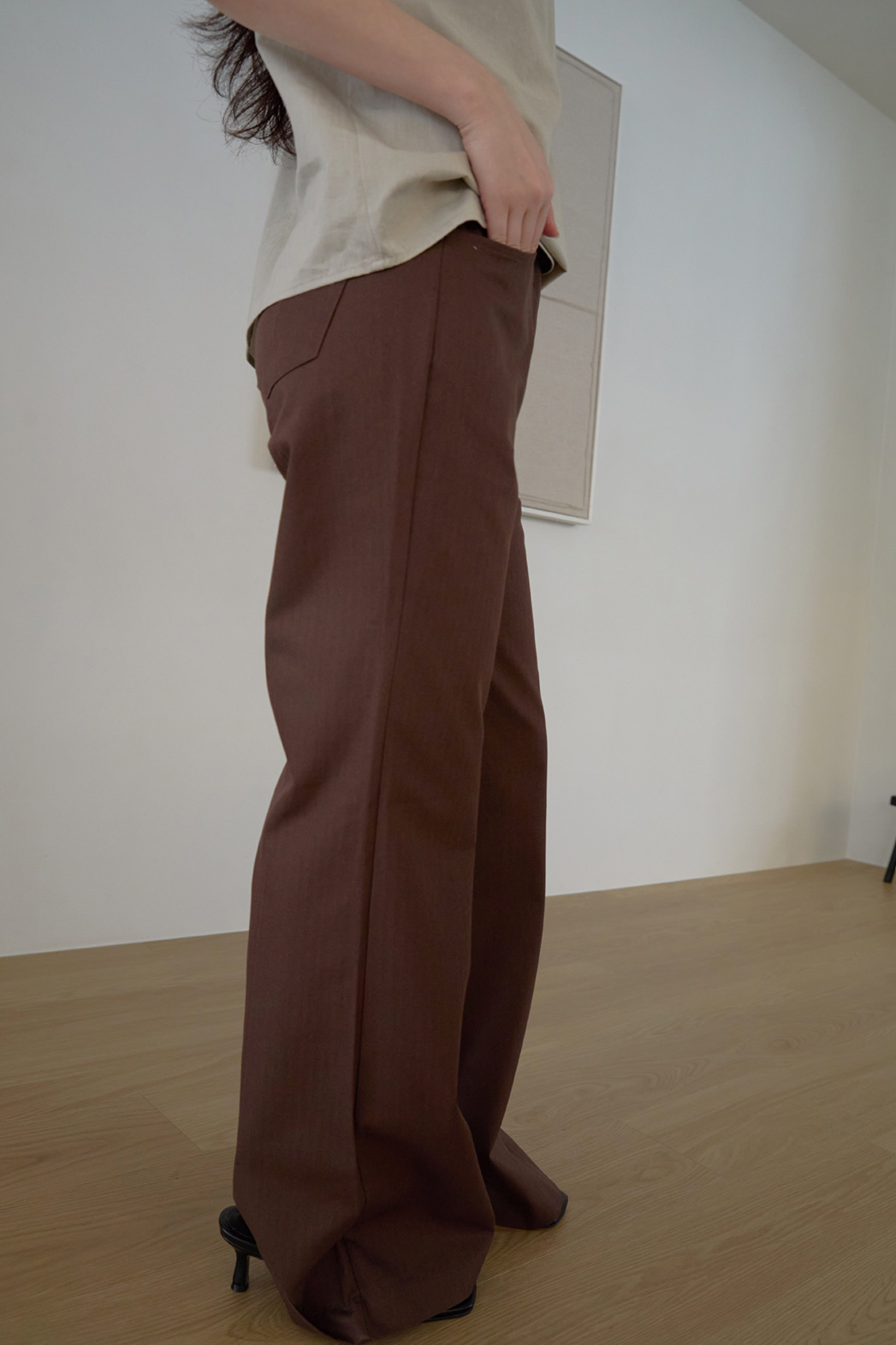 コットンポケットベーシックブーツカットストライプパンツオールシーズン | 詳細画像25