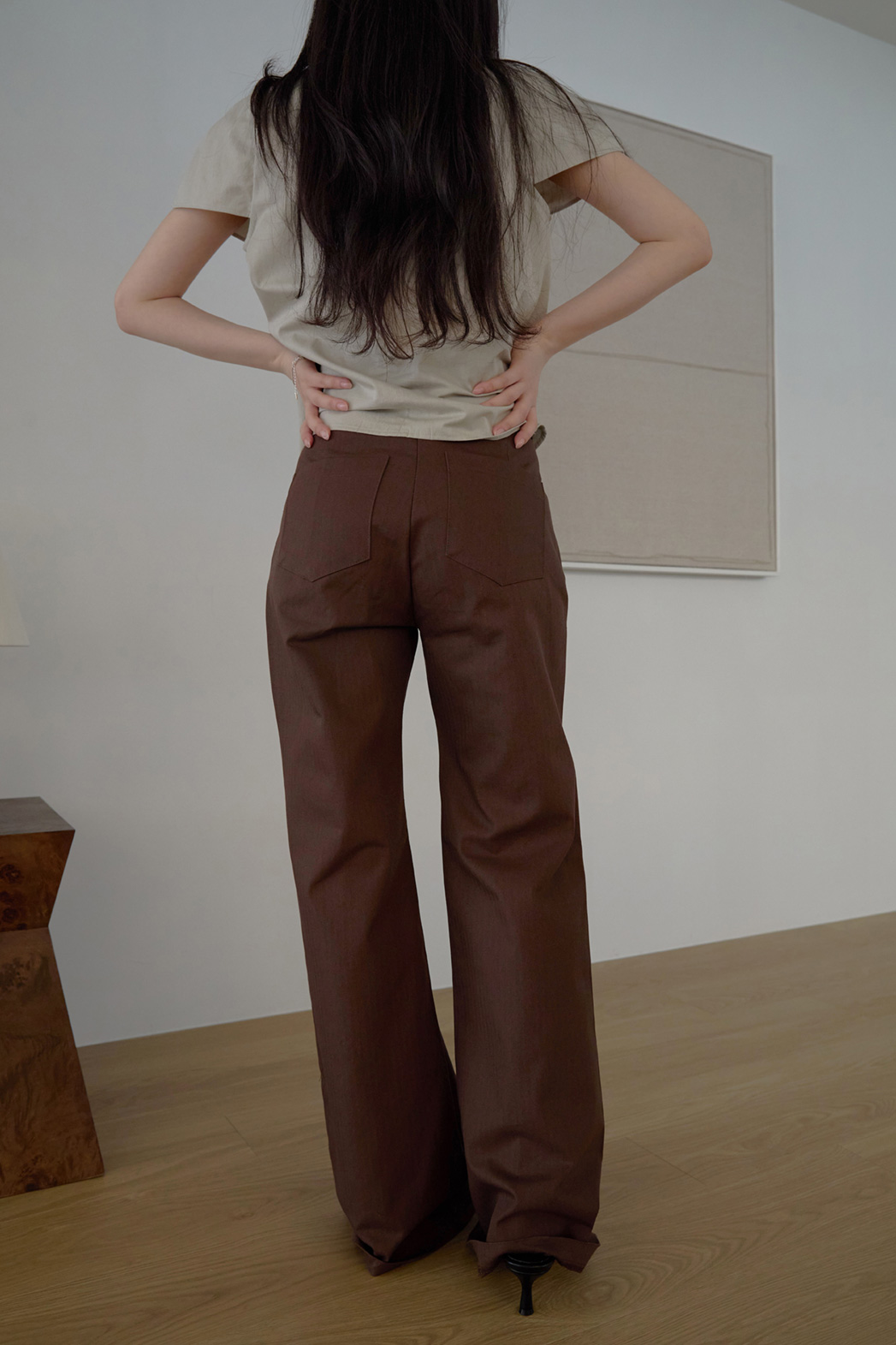 コットンポケットベーシックブーツカットストライプパンツオールシーズン | 詳細画像26