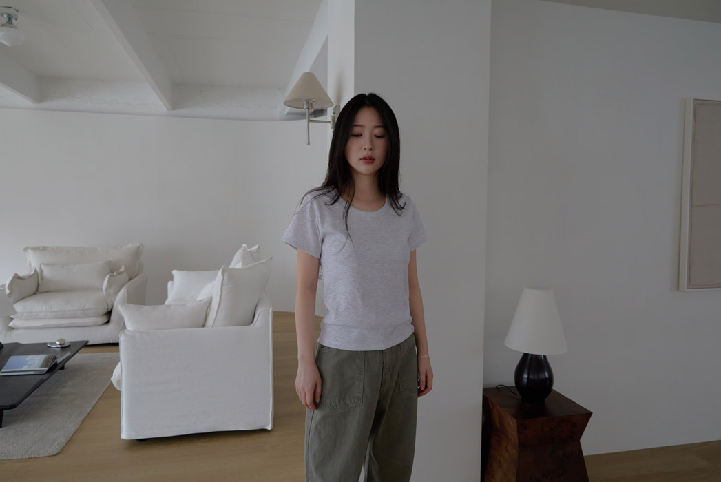 コットンUネックベーシック半袖無地Tシャツオールシーズン | 詳細画像10