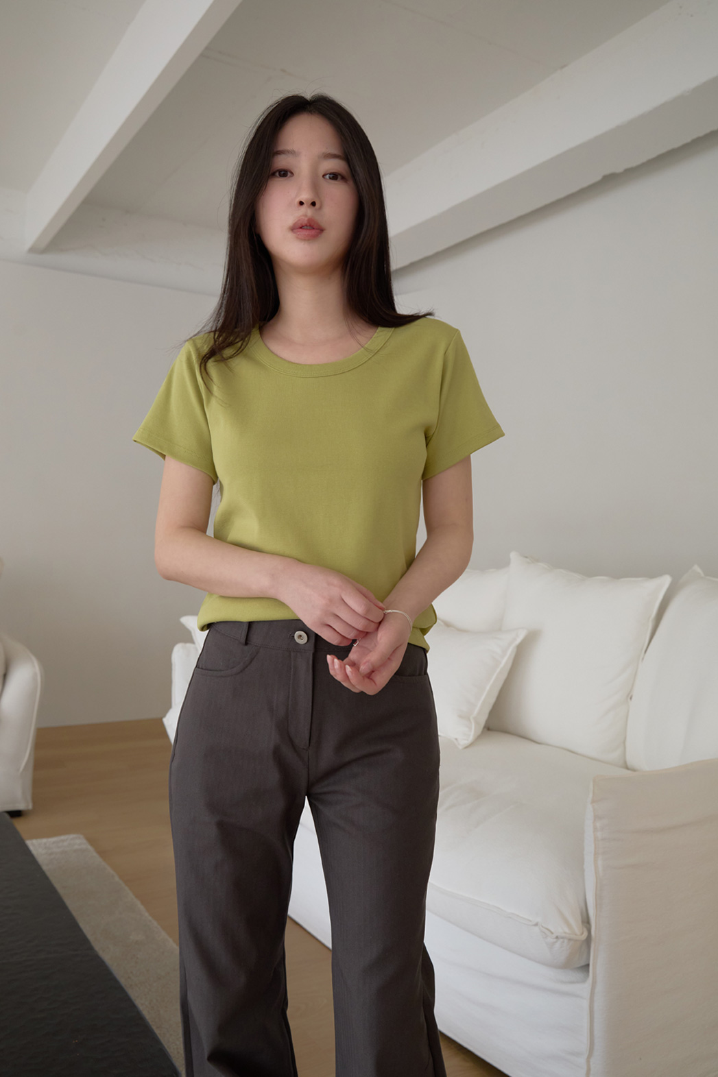 コットンUネックベーシック半袖無地Tシャツオールシーズン | 詳細画像19