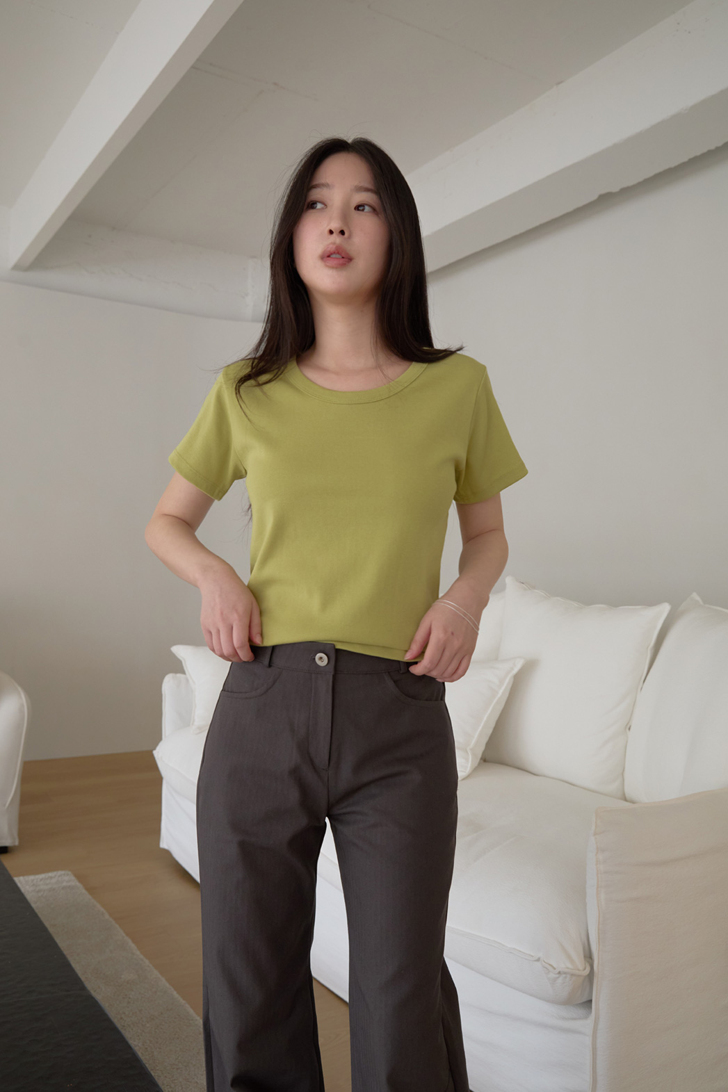 コットンUネックベーシック半袖無地Tシャツオールシーズン | 詳細画像20