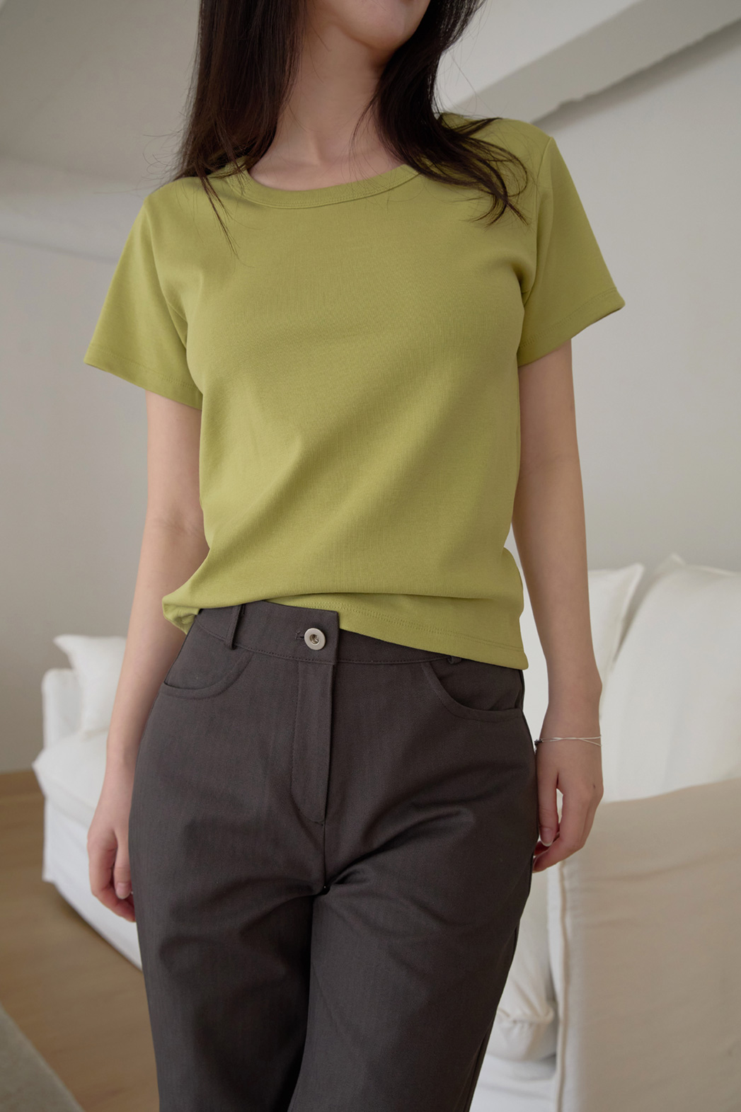 コットンUネックベーシック半袖無地Tシャツオールシーズン | 詳細画像22