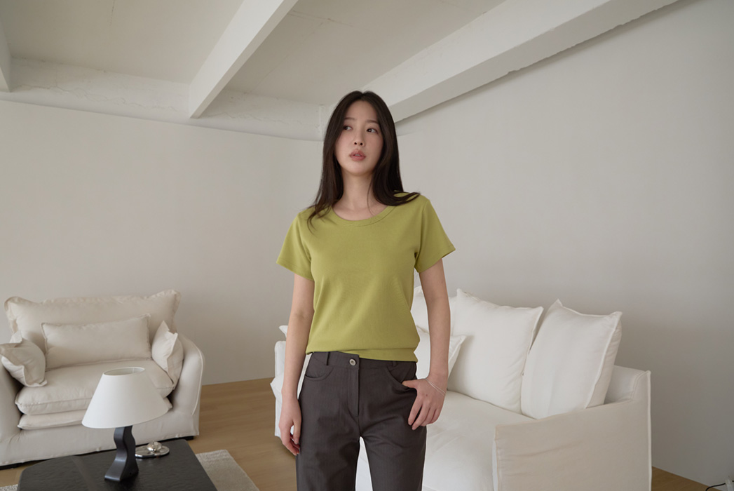 コットンUネックベーシック半袖無地Tシャツオールシーズン | 詳細画像23