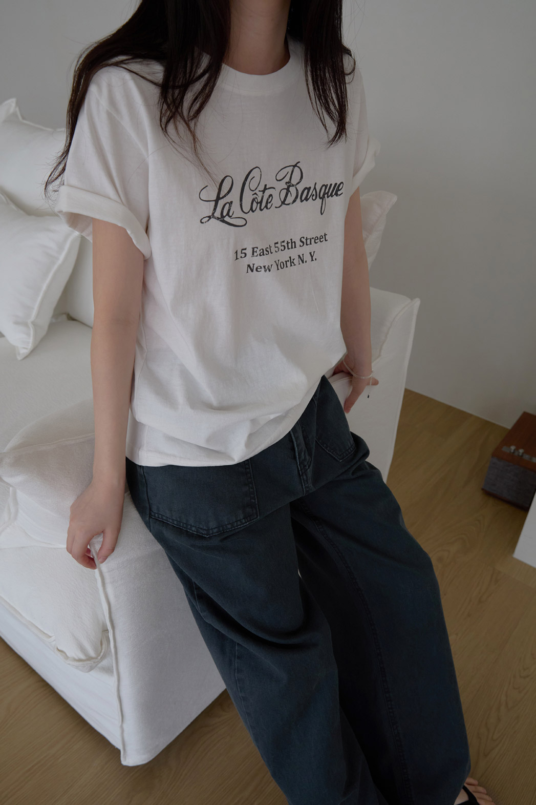 コットンラウンドネックベーシックプリントTシャツオールシーズン | 詳細画像11