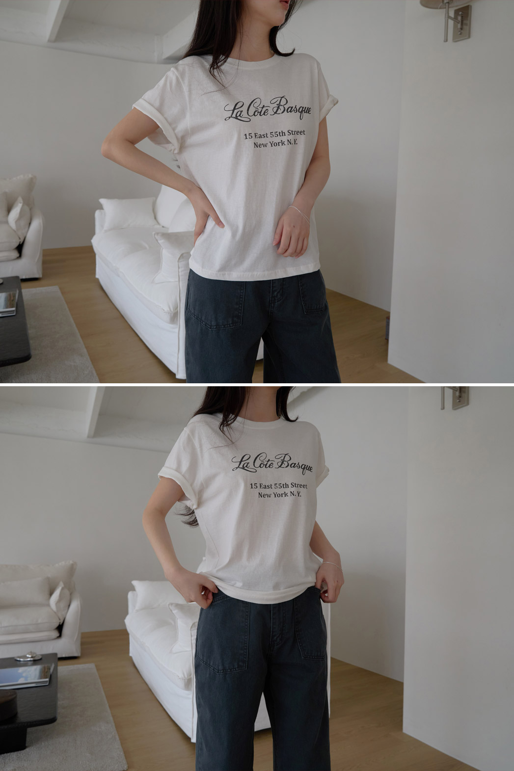 コットンラウンドネックベーシックプリントTシャツオールシーズン | 詳細画像13