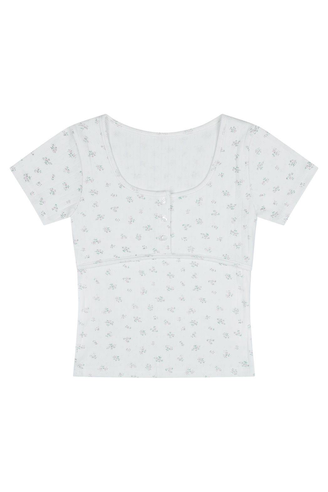 コットンスクエアネックUネックスリム花柄Tシャツオールシーズン | 詳細画像28