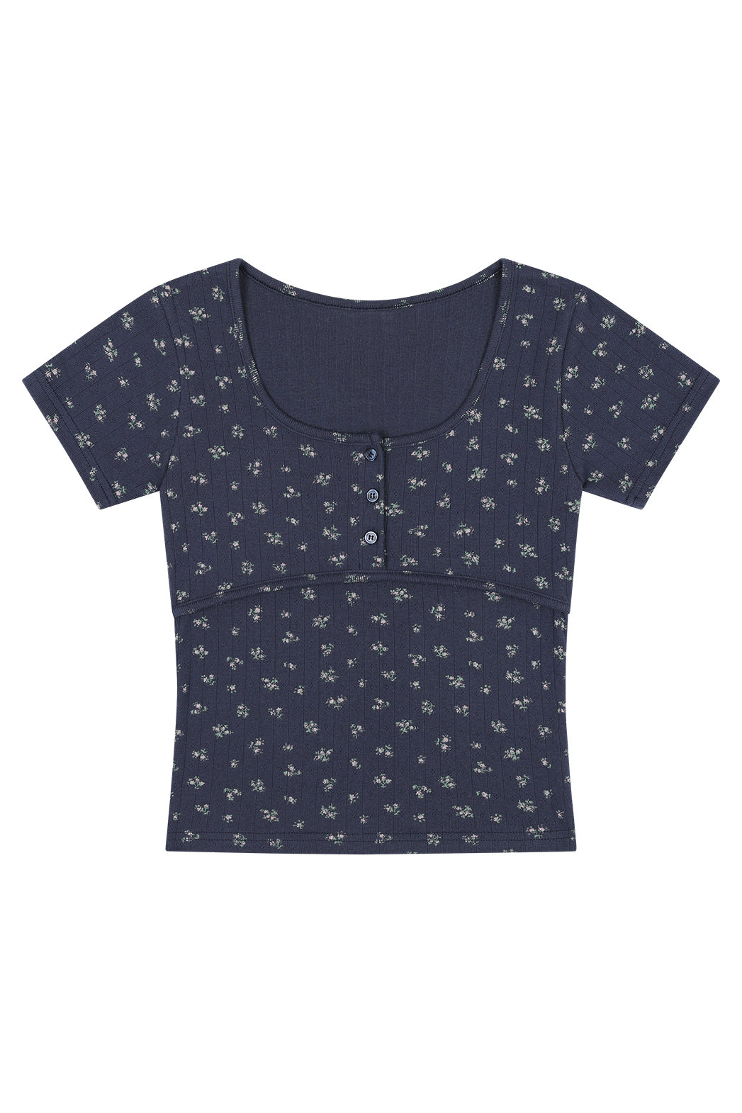 コットンスクエアネックUネックスリム花柄Tシャツオールシーズン | 詳細画像31