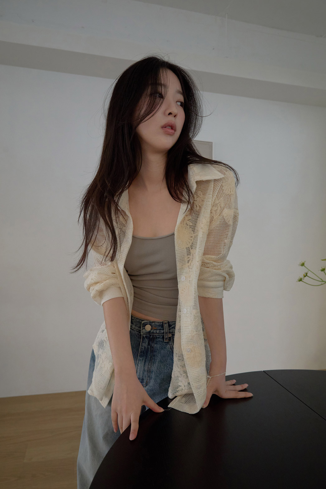 ナイロンUネックスリム無地ニットオールシーズン | 詳細画像13