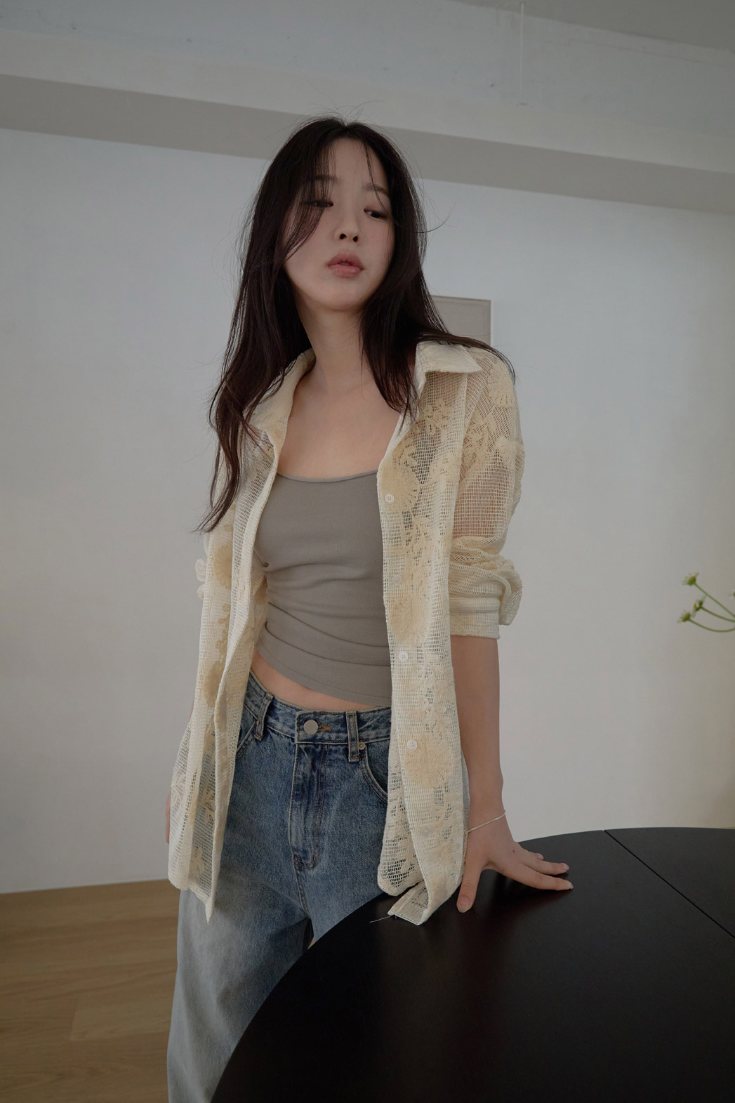 ナイロンUネックスリム無地ニットオールシーズン | 詳細画像14