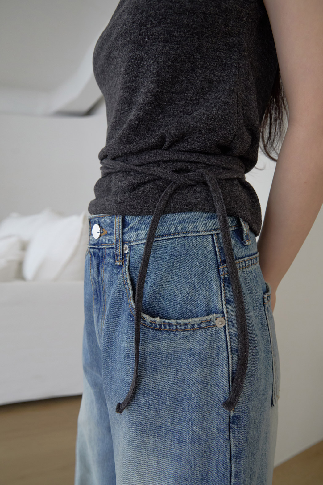 ベルベットストレッチベロアストラップハイネックスリム無地ノースリーブオールシーズン | 詳細画像13