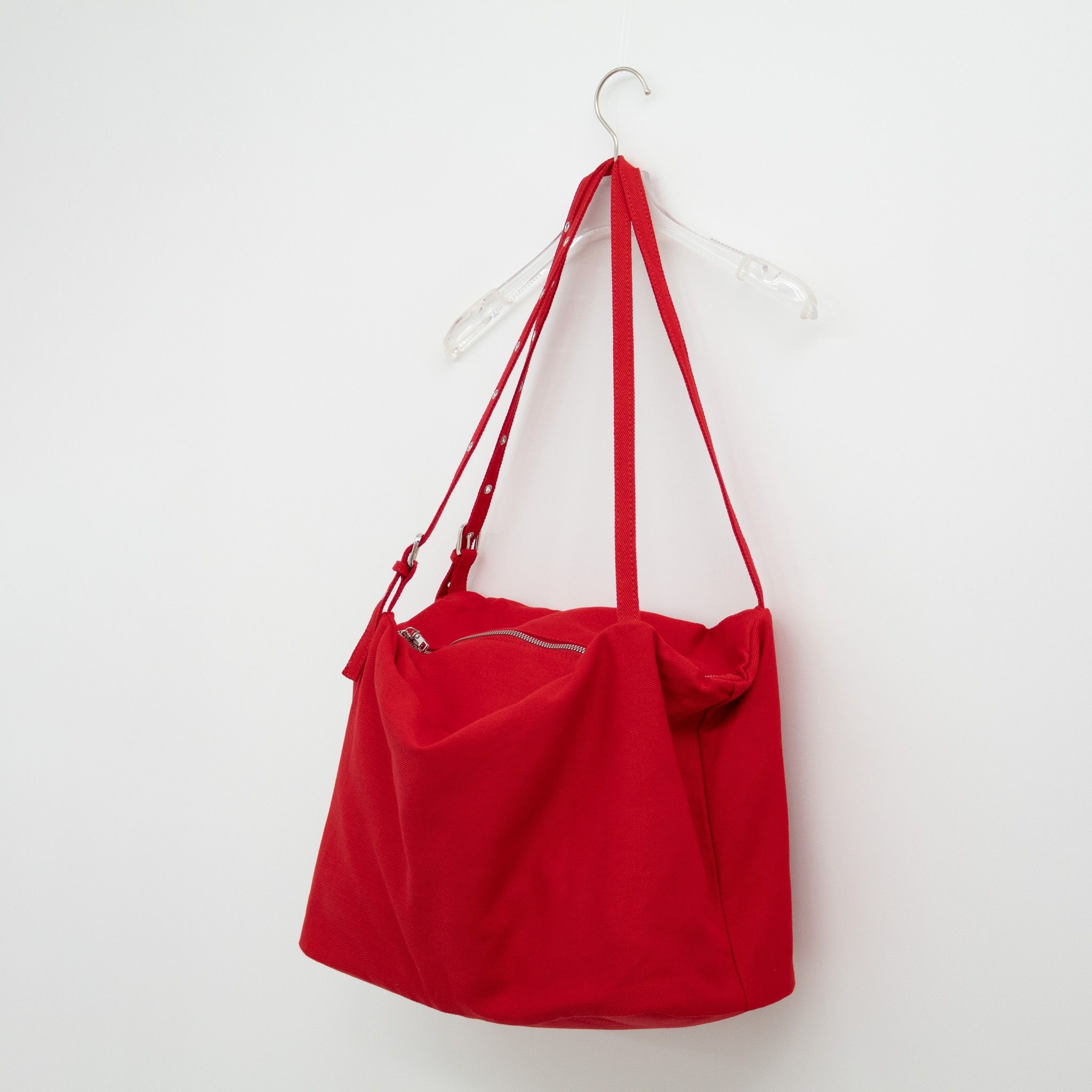 デニムジップアップベルトポケットビッグ無地ショルダーバッグ | 詳細画像15