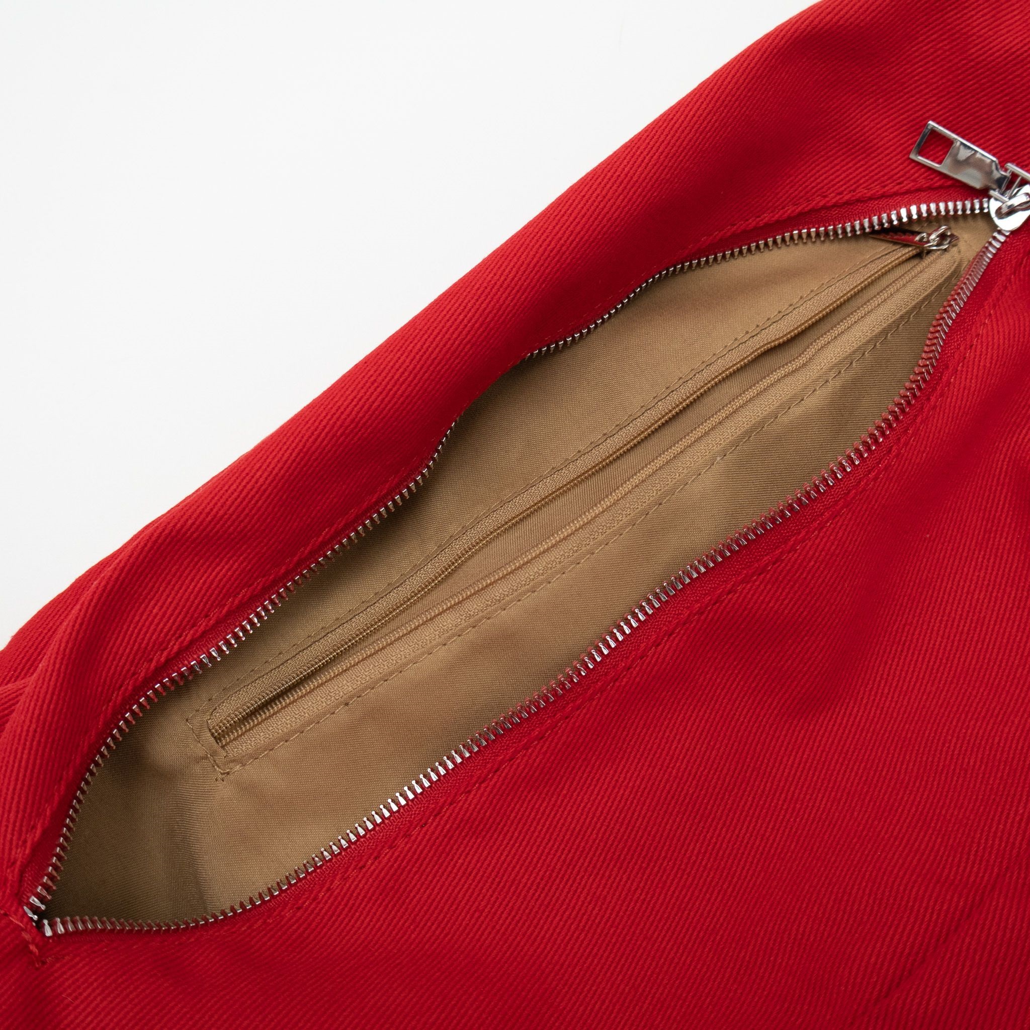 デニムジップアップベルトポケットビッグ無地ショルダーバッグ | 詳細画像16