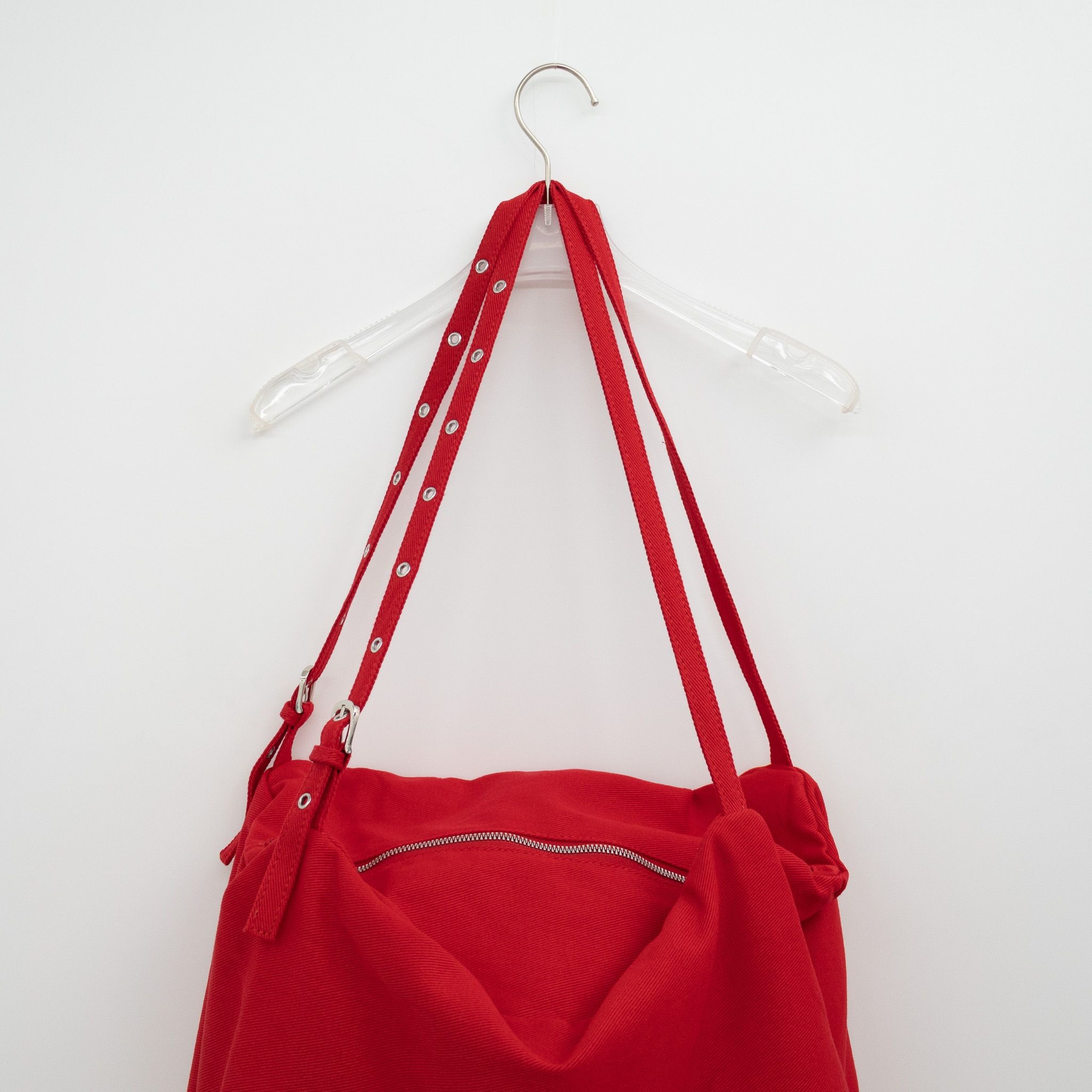 デニムジップアップベルトポケットビッグ無地ショルダーバッグ | 詳細画像19