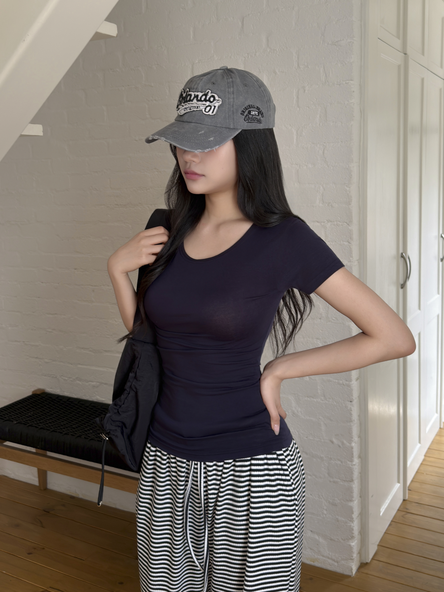 ラウンドネックスリム半袖無地Tシャツ | 詳細画像5