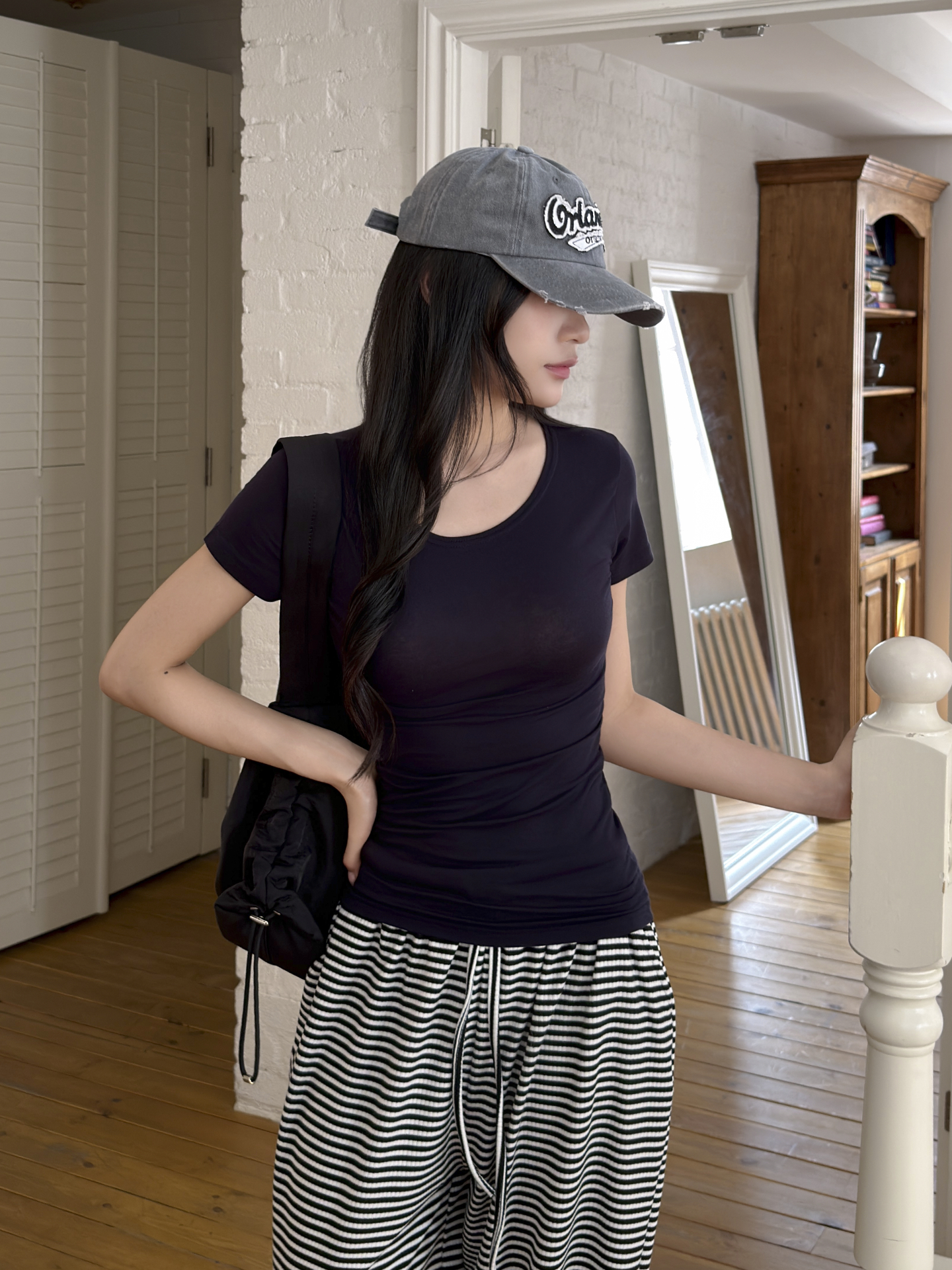 ラウンドネックスリム半袖無地Tシャツ | 詳細画像9