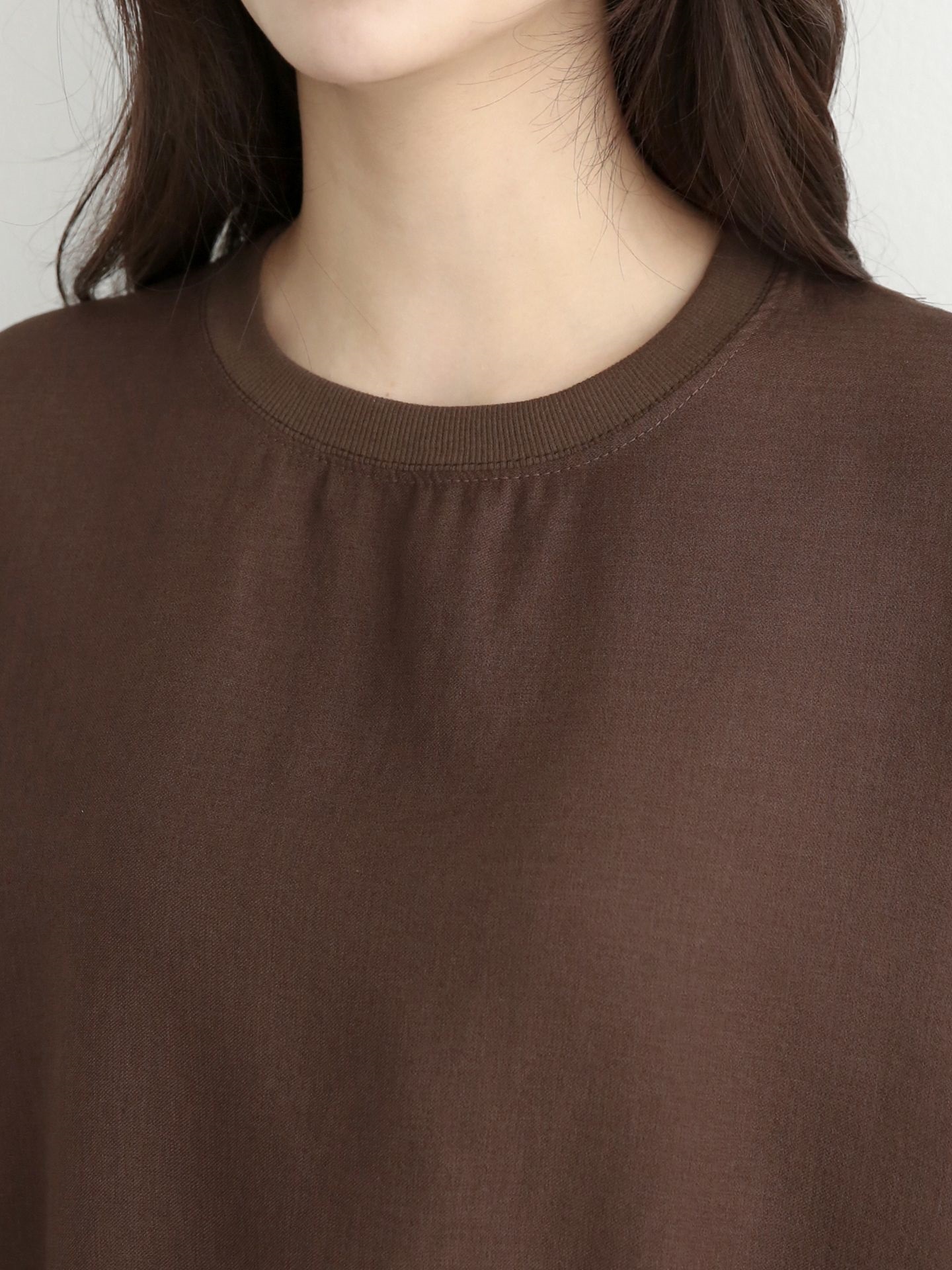 ラウンドネックパフスリーブオーバーサイズルーズ半袖ドロップショルダー無地スウェット | 詳細画像11