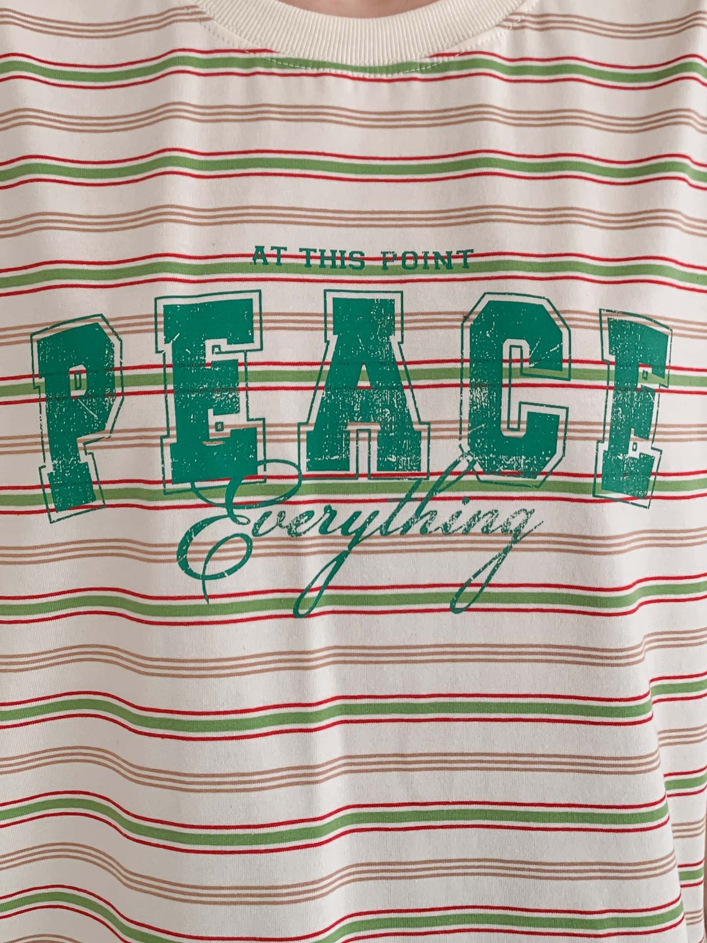 ラウンドネックルーズ半袖プリントボーダーTシャツ | 詳細画像8