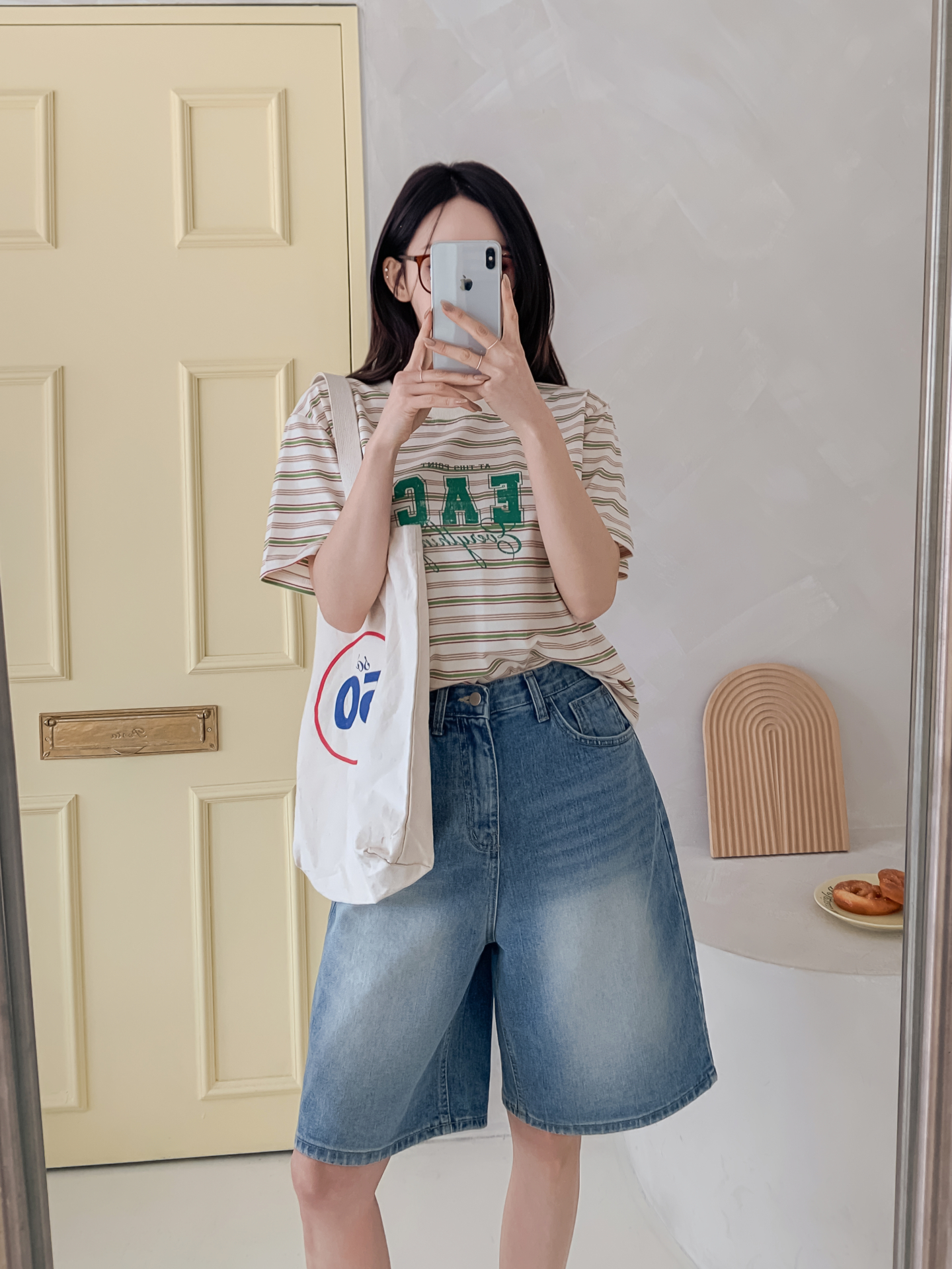 ラウンドネックルーズ半袖プリントボーダーTシャツ | 詳細画像15