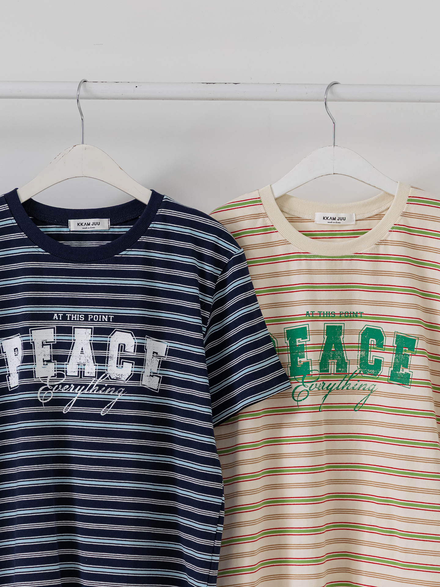 ラウンドネックルーズ半袖プリントボーダーTシャツ | 詳細画像18