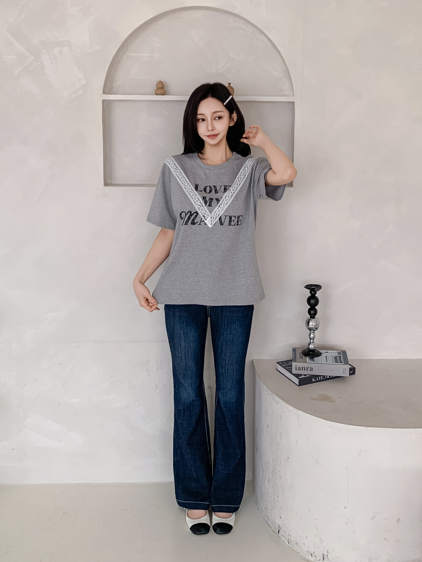 ラウンドネック半袖レタリングレースTシャツ | 詳細画像20