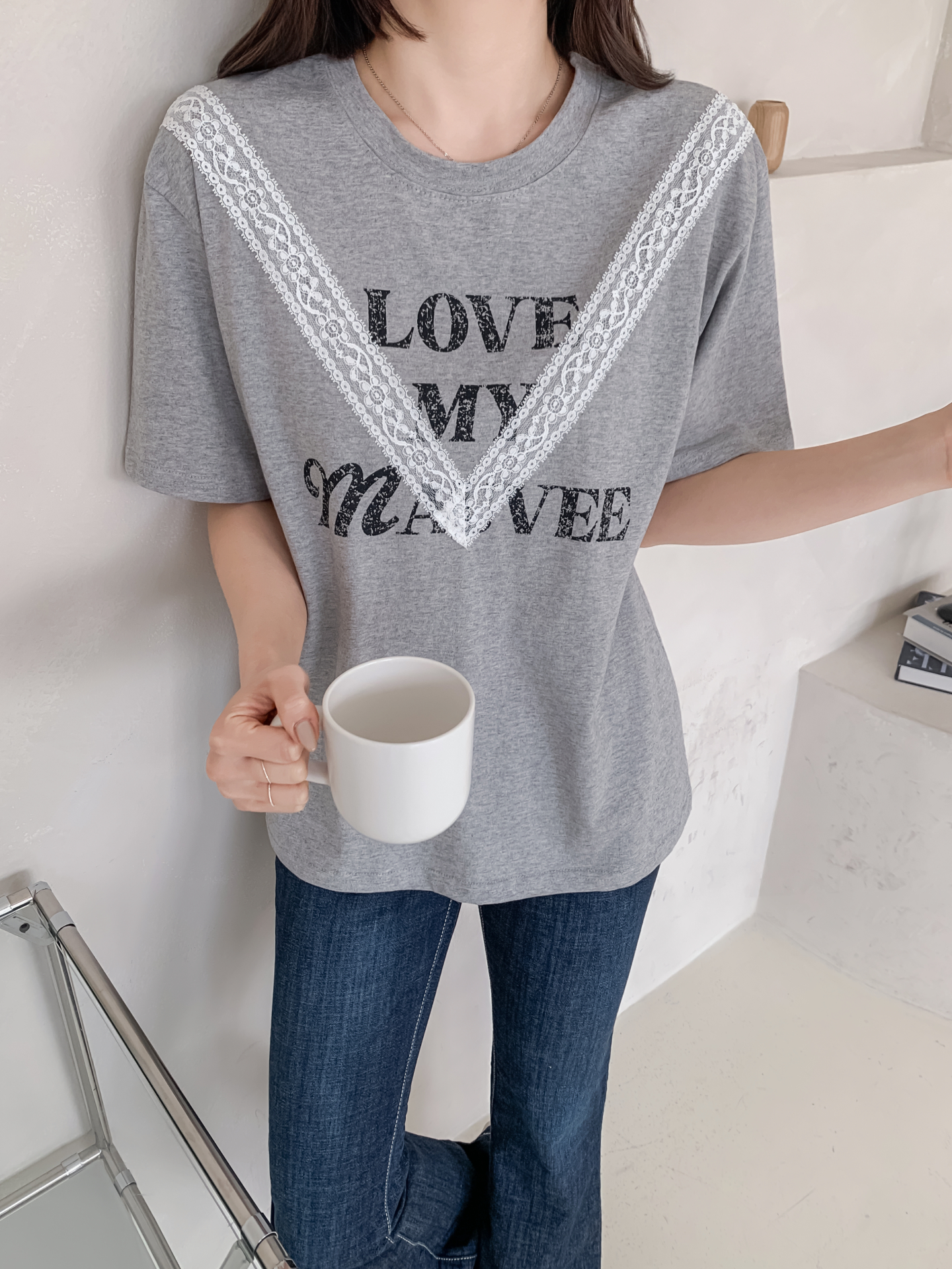 ラウンドネック半袖レタリングレースTシャツ | 詳細画像26