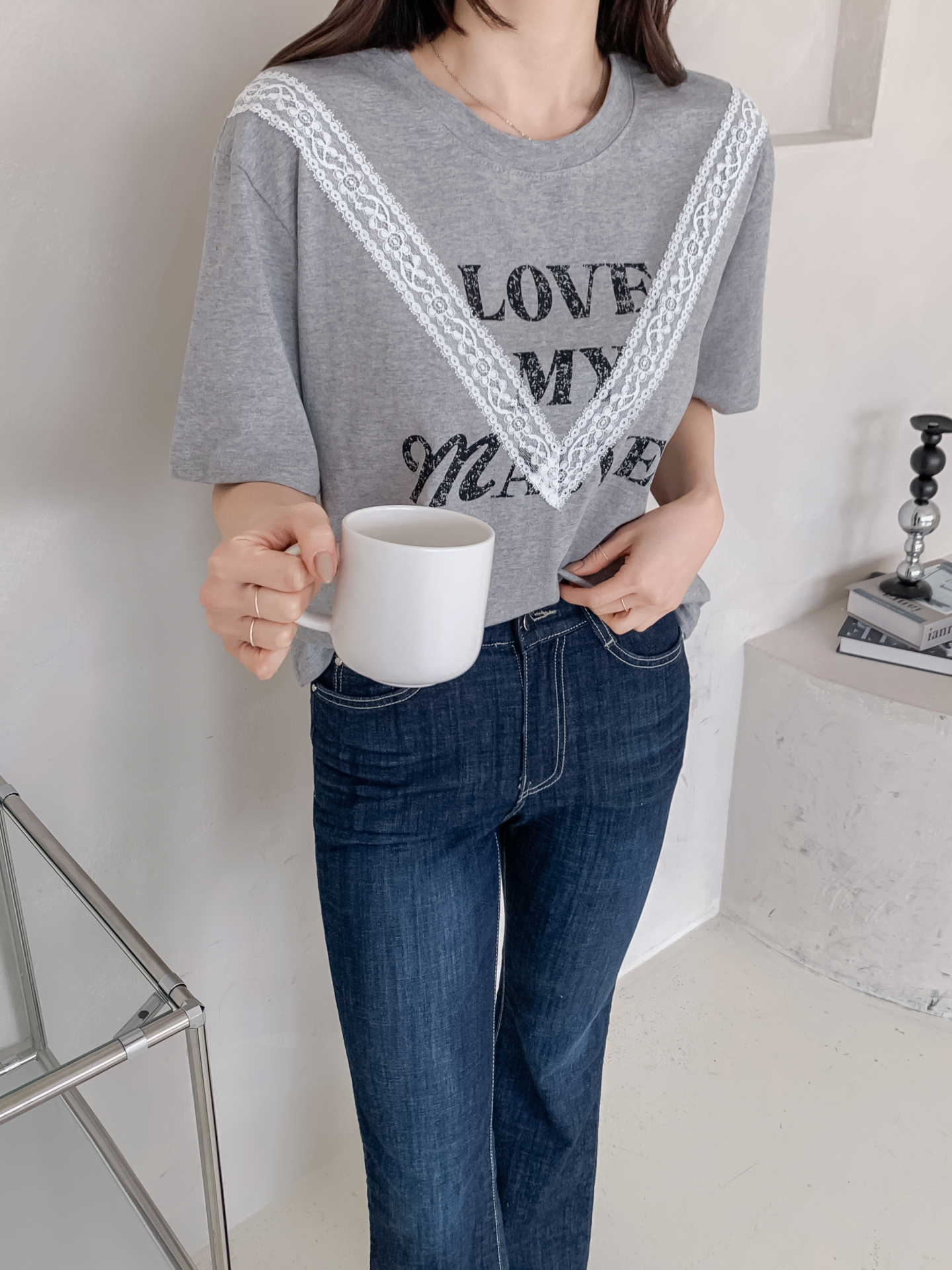 ラウンドネック半袖レタリングレースTシャツ | 詳細画像27