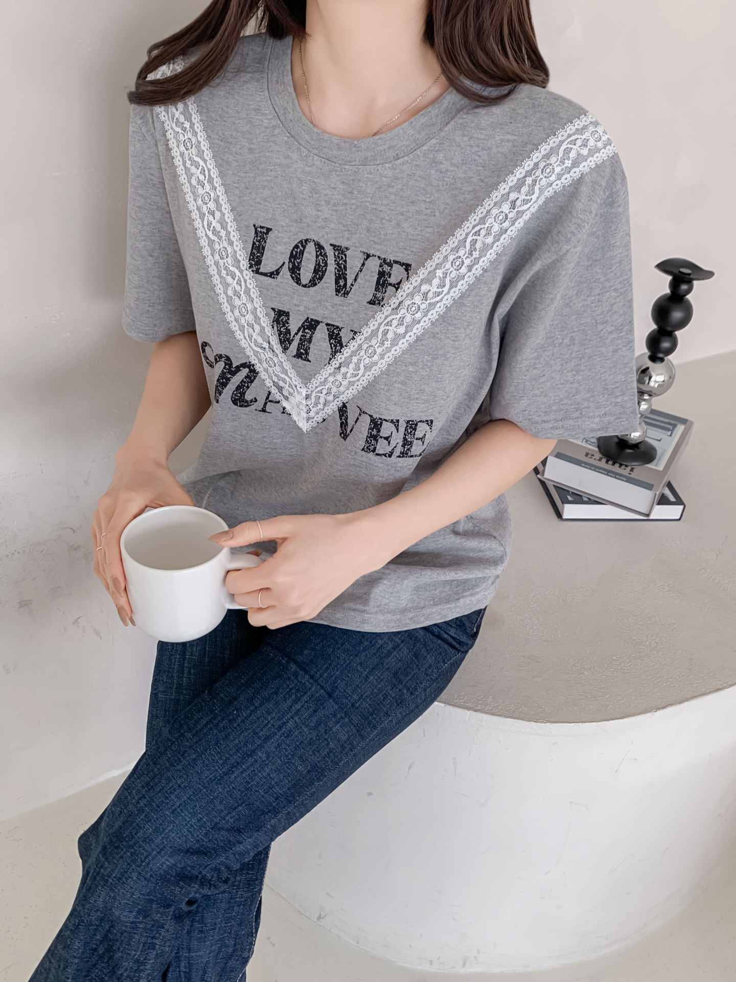 ラウンドネック半袖レタリングレースTシャツ | 詳細画像28