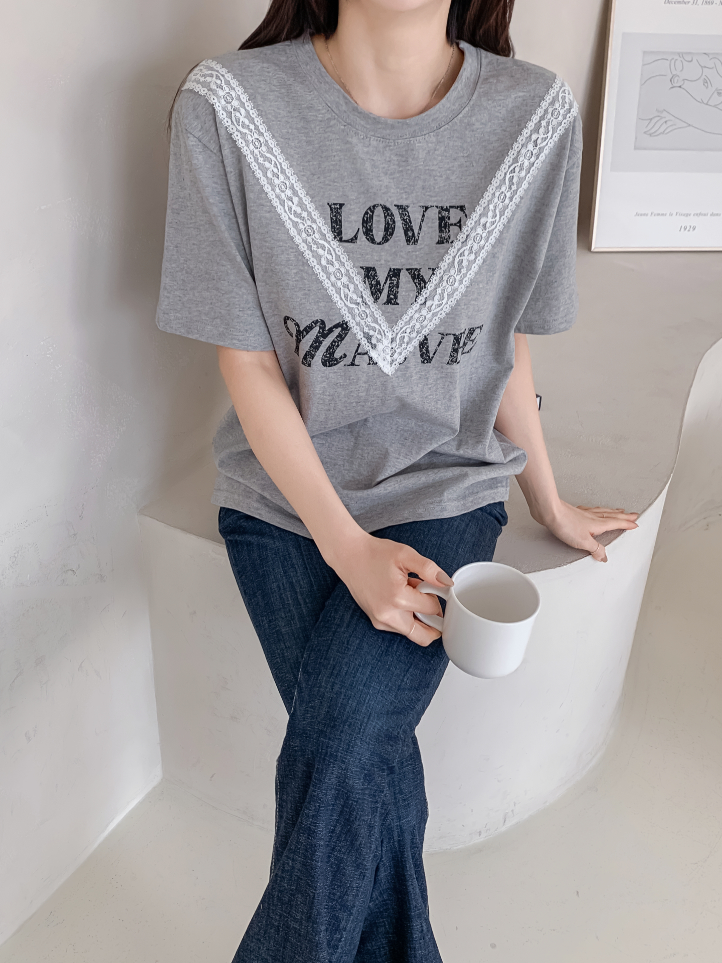 ラウンドネック半袖レタリングレースTシャツ | 詳細画像29