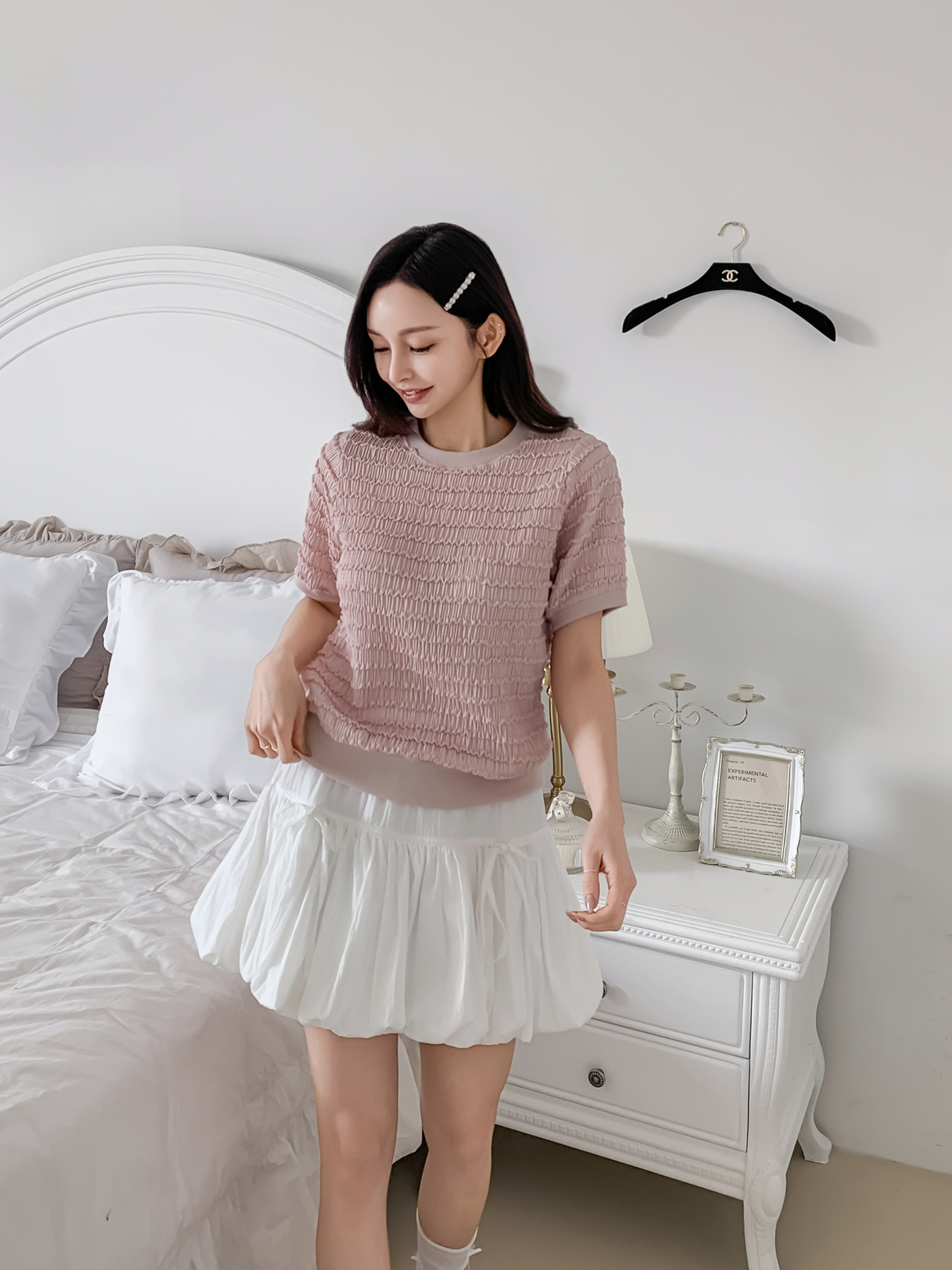 ラウンドネックシャーリングルーズ半袖ブラウス | 詳細画像3