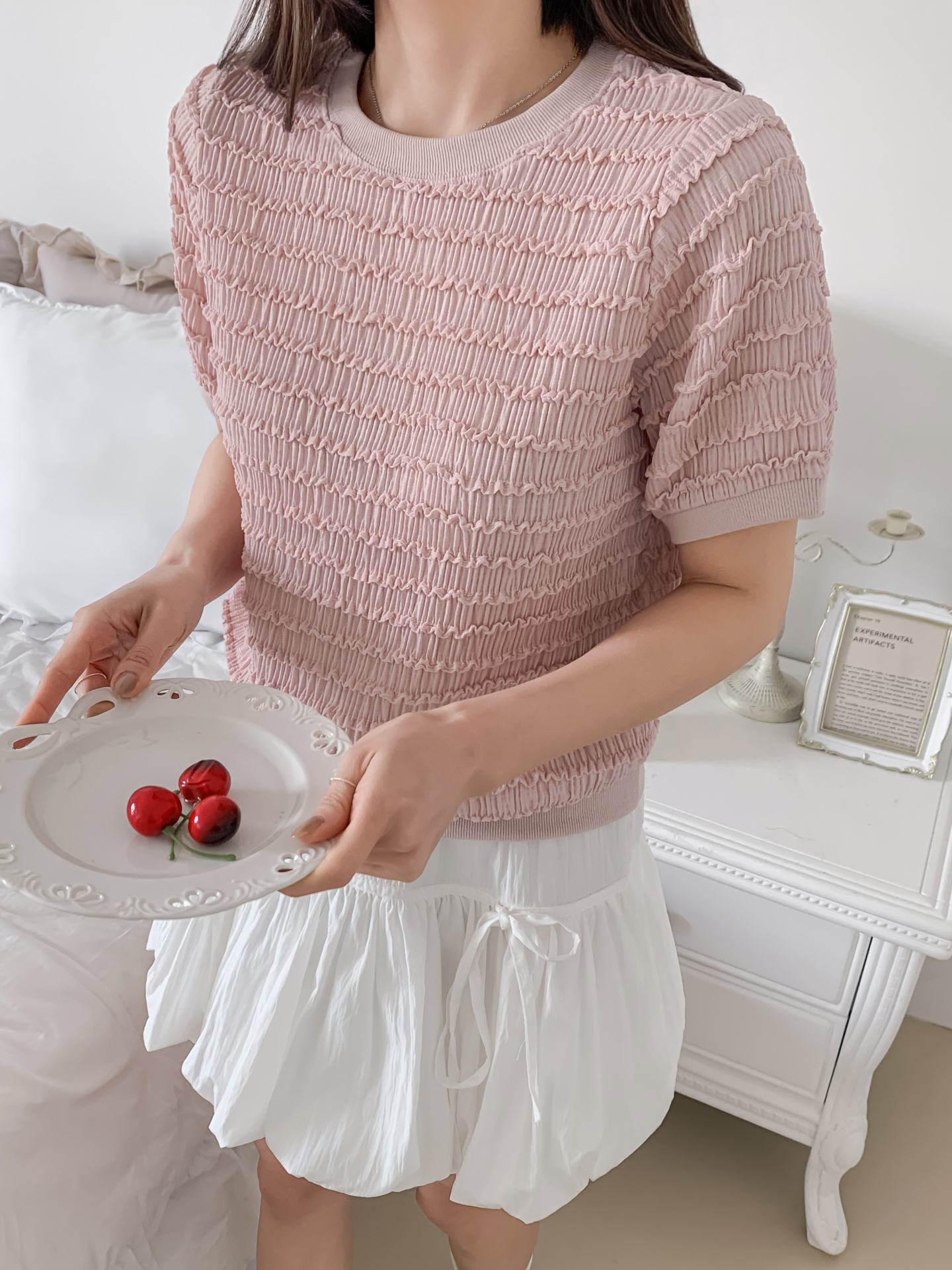 ラウンドネックシャーリングルーズ半袖ブラウス | 詳細画像5