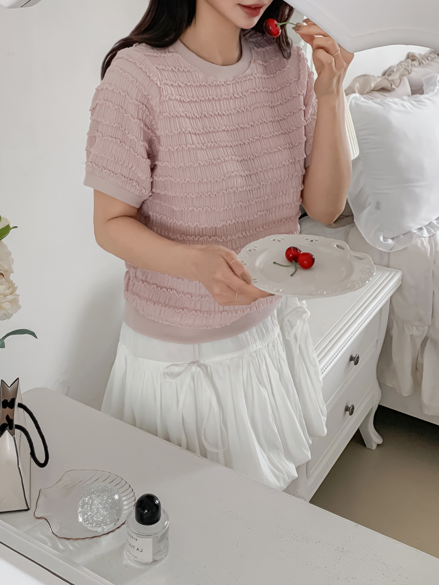 ラウンドネックシャーリングルーズ半袖ブラウス | 詳細画像6