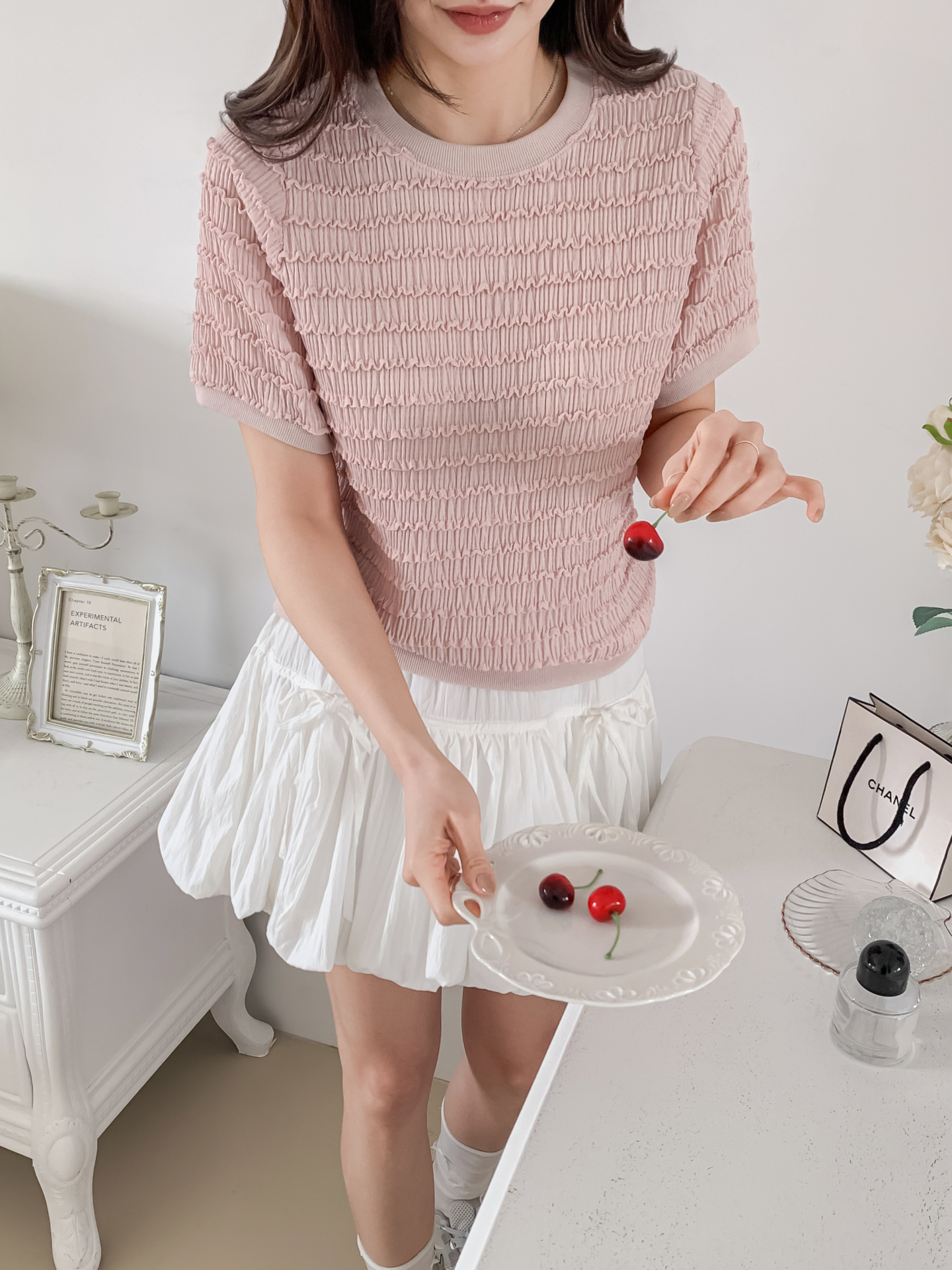 ラウンドネックシャーリングルーズ半袖ブラウス | 詳細画像7