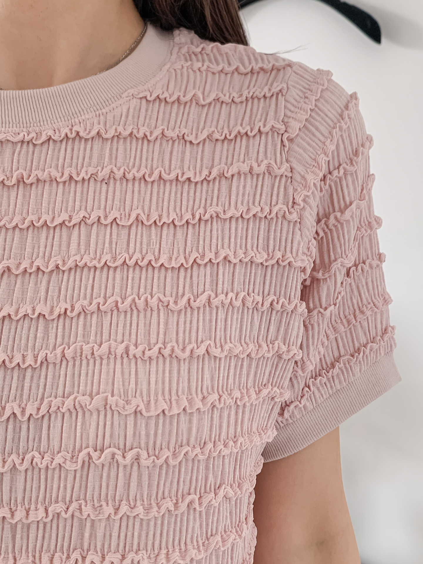 ラウンドネックシャーリングルーズ半袖ブラウス | 詳細画像12