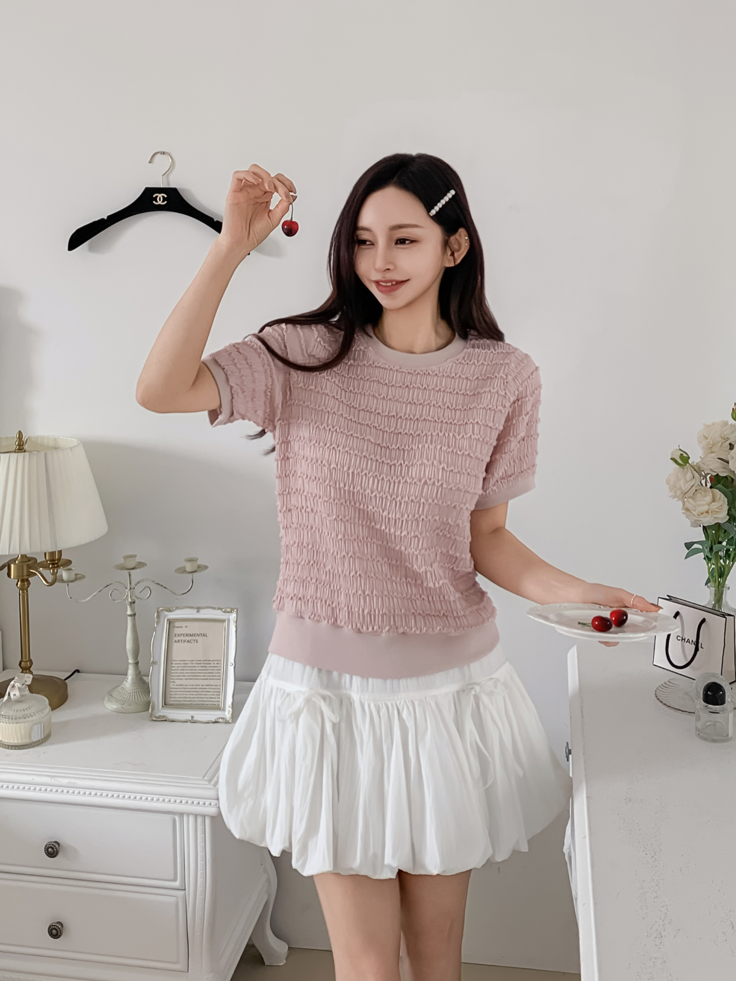 ラウンドネックシャーリングルーズ半袖ブラウス | 詳細画像15