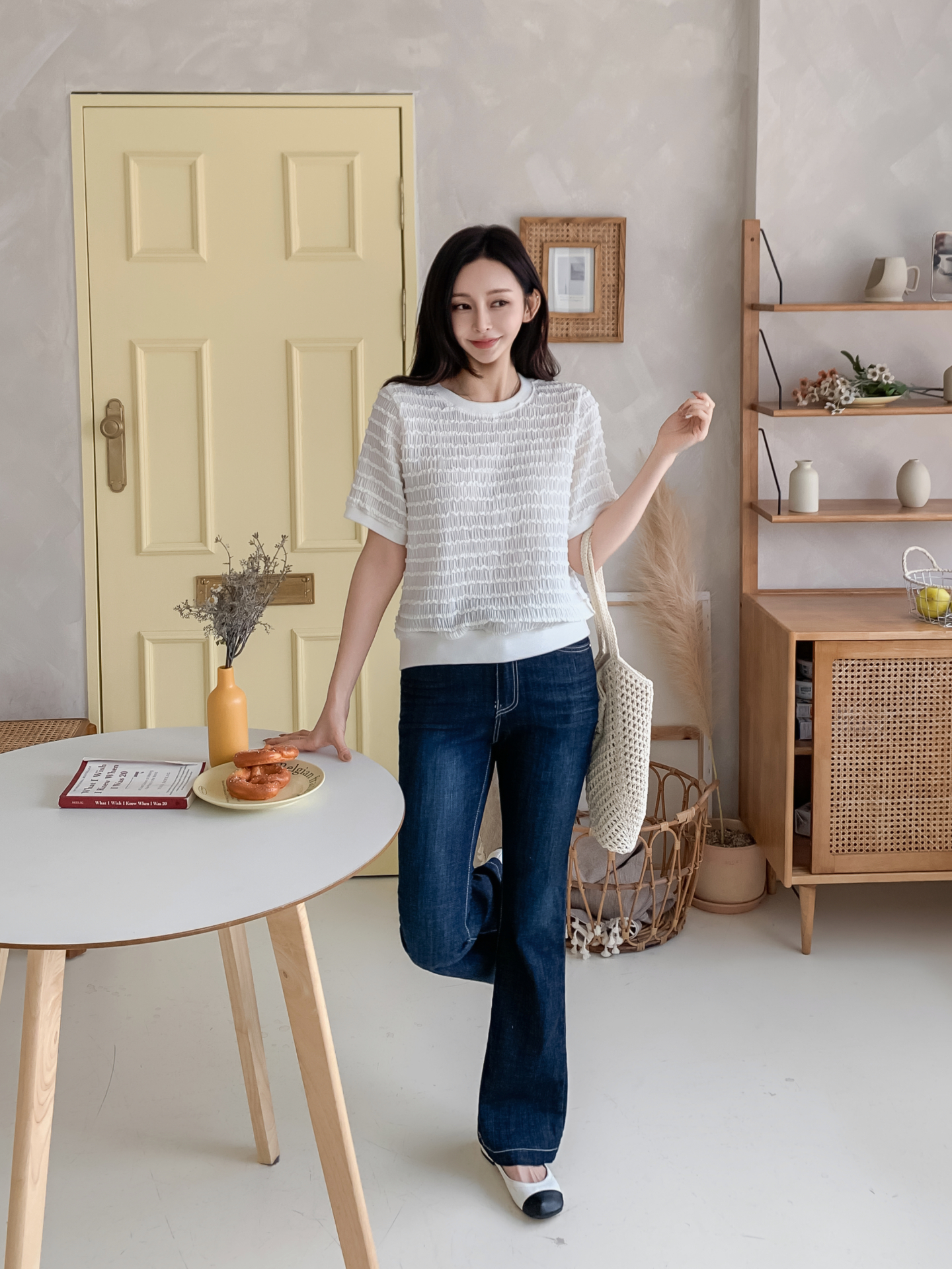 ラウンドネックシャーリングルーズ半袖ブラウス | 詳細画像18