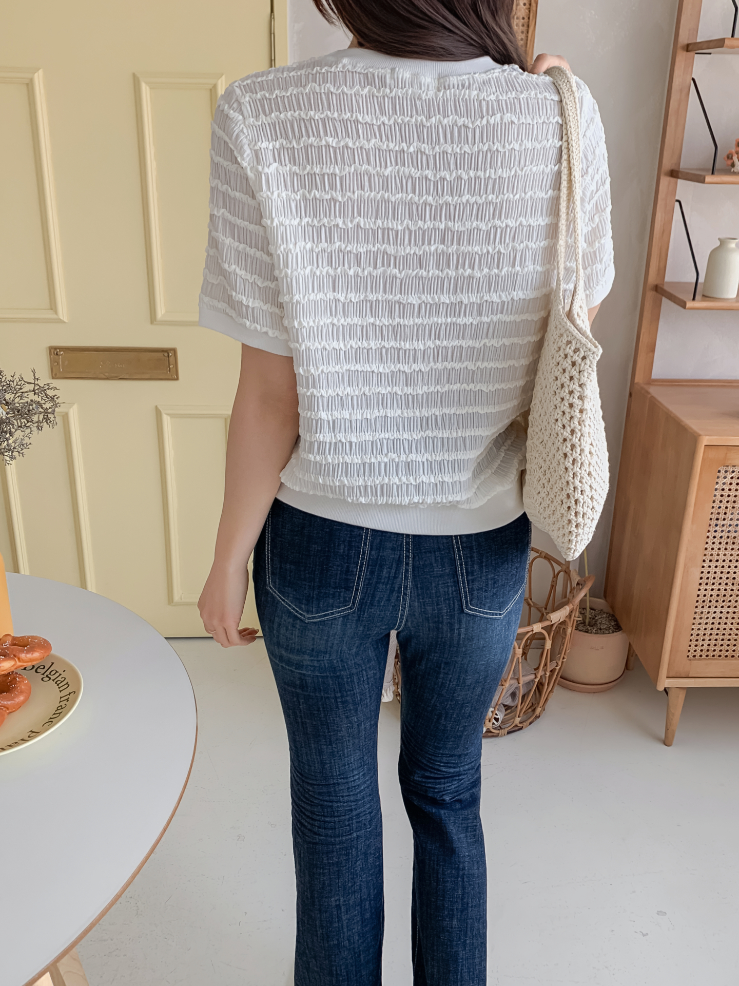 ラウンドネックシャーリングルーズ半袖ブラウス | 詳細画像20