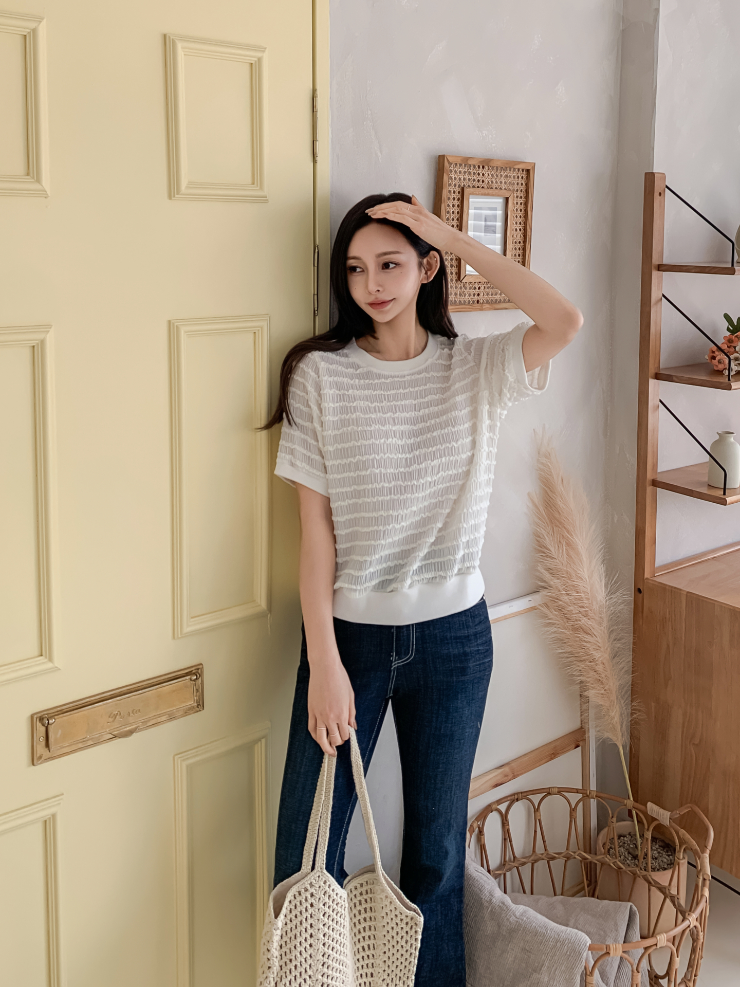 ラウンドネックシャーリングルーズ半袖ブラウス | 詳細画像21