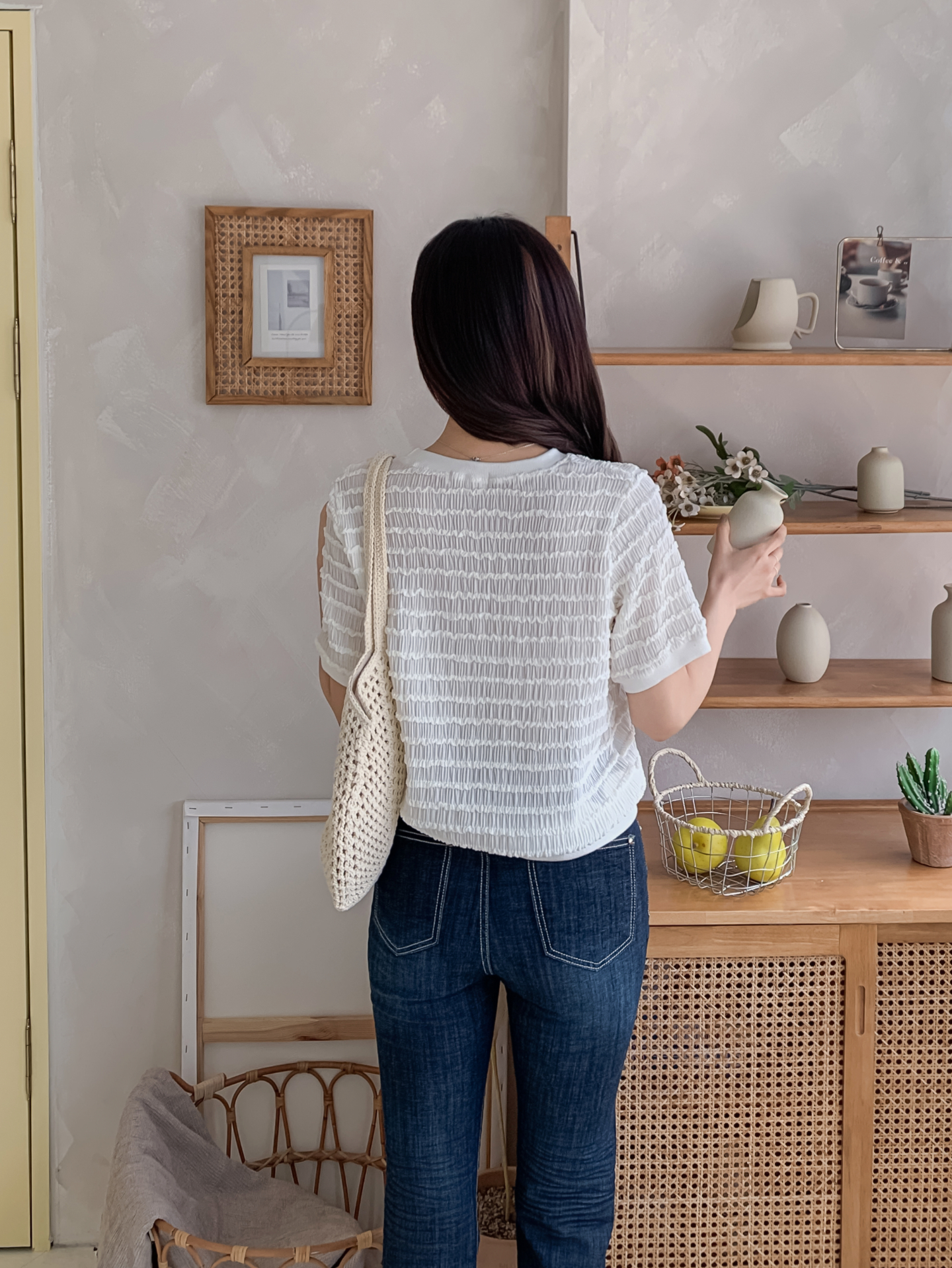 ラウンドネックシャーリングルーズ半袖ブラウス | 詳細画像25