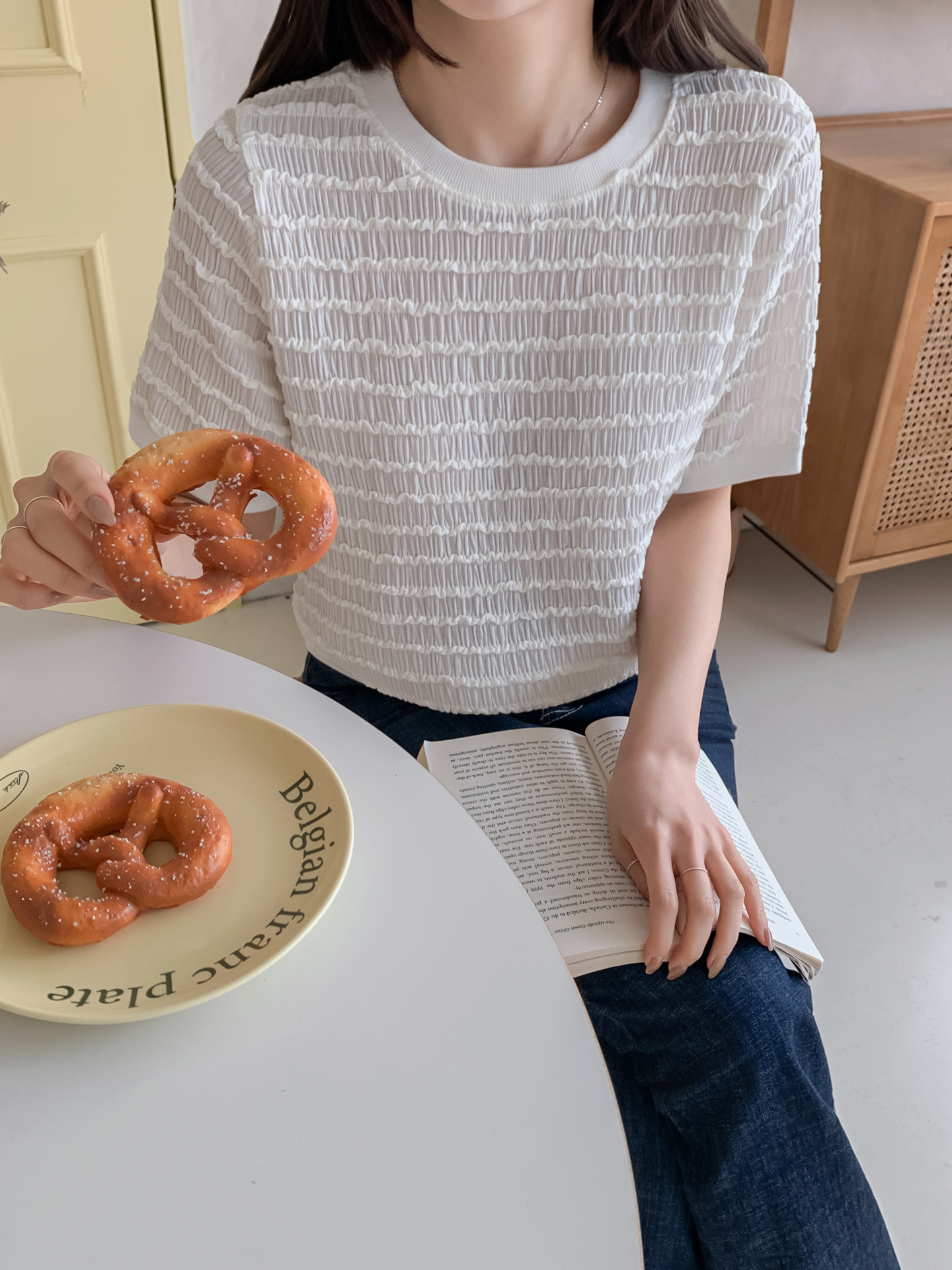 ラウンドネックシャーリングルーズ半袖ブラウス | 詳細画像26