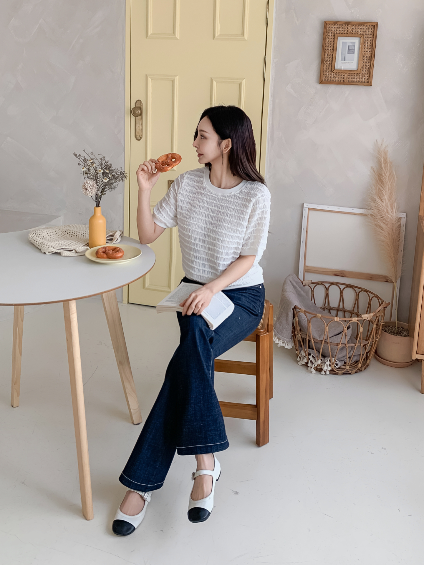 ラウンドネックシャーリングルーズ半袖ブラウス | 詳細画像27