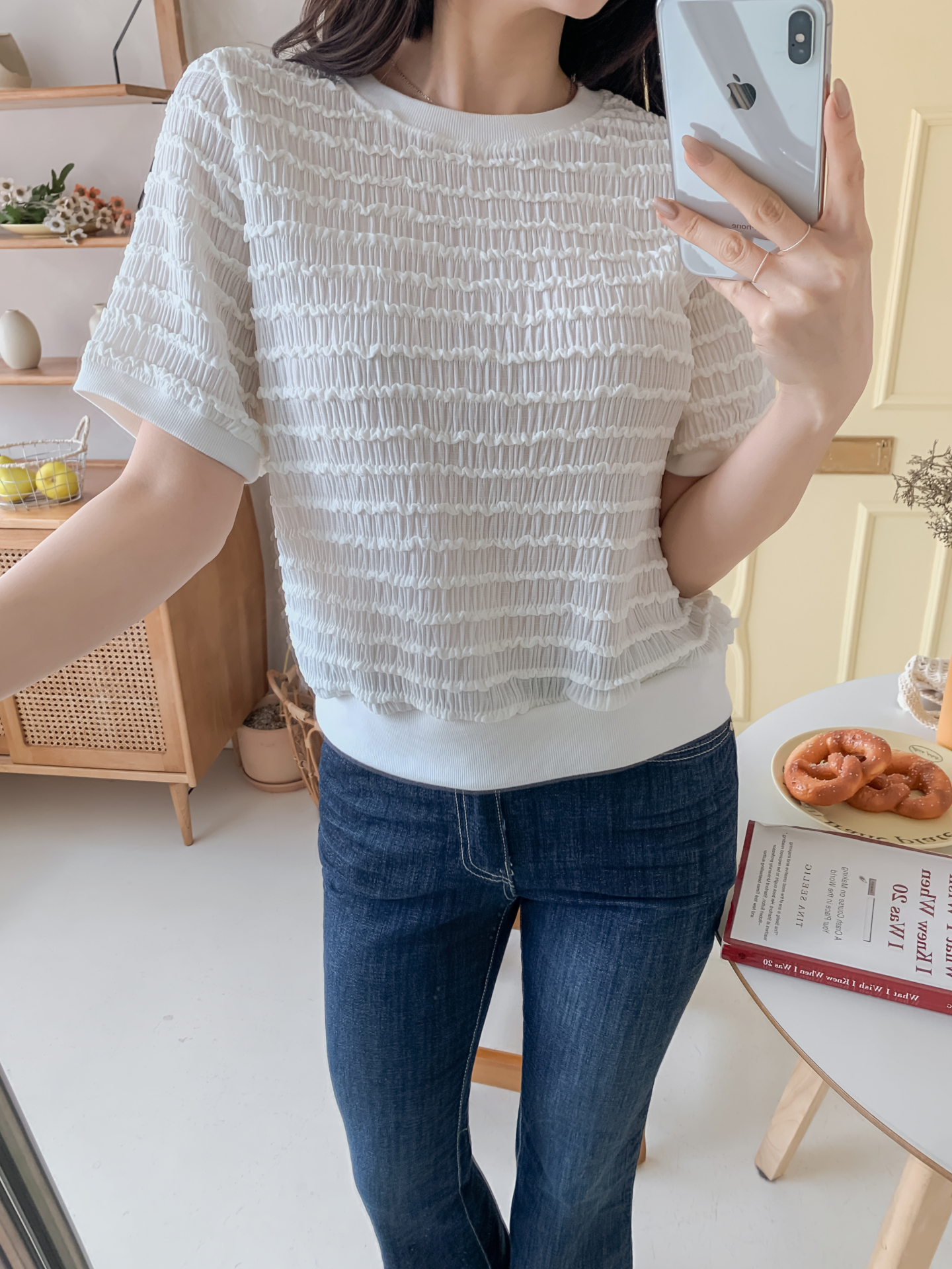 ラウンドネックシャーリングルーズ半袖ブラウス | 詳細画像30