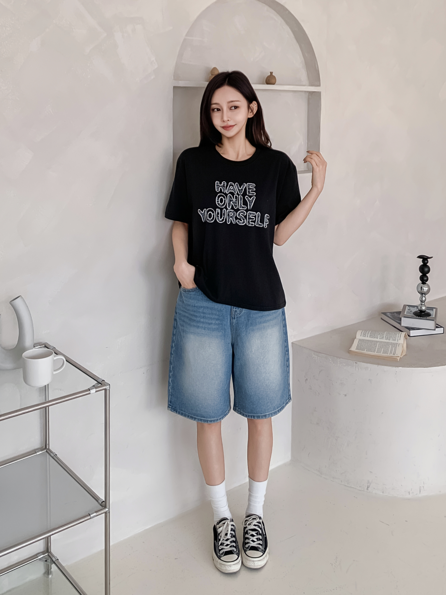 ラウンドネック半袖レタリングTシャツ | 詳細画像2
