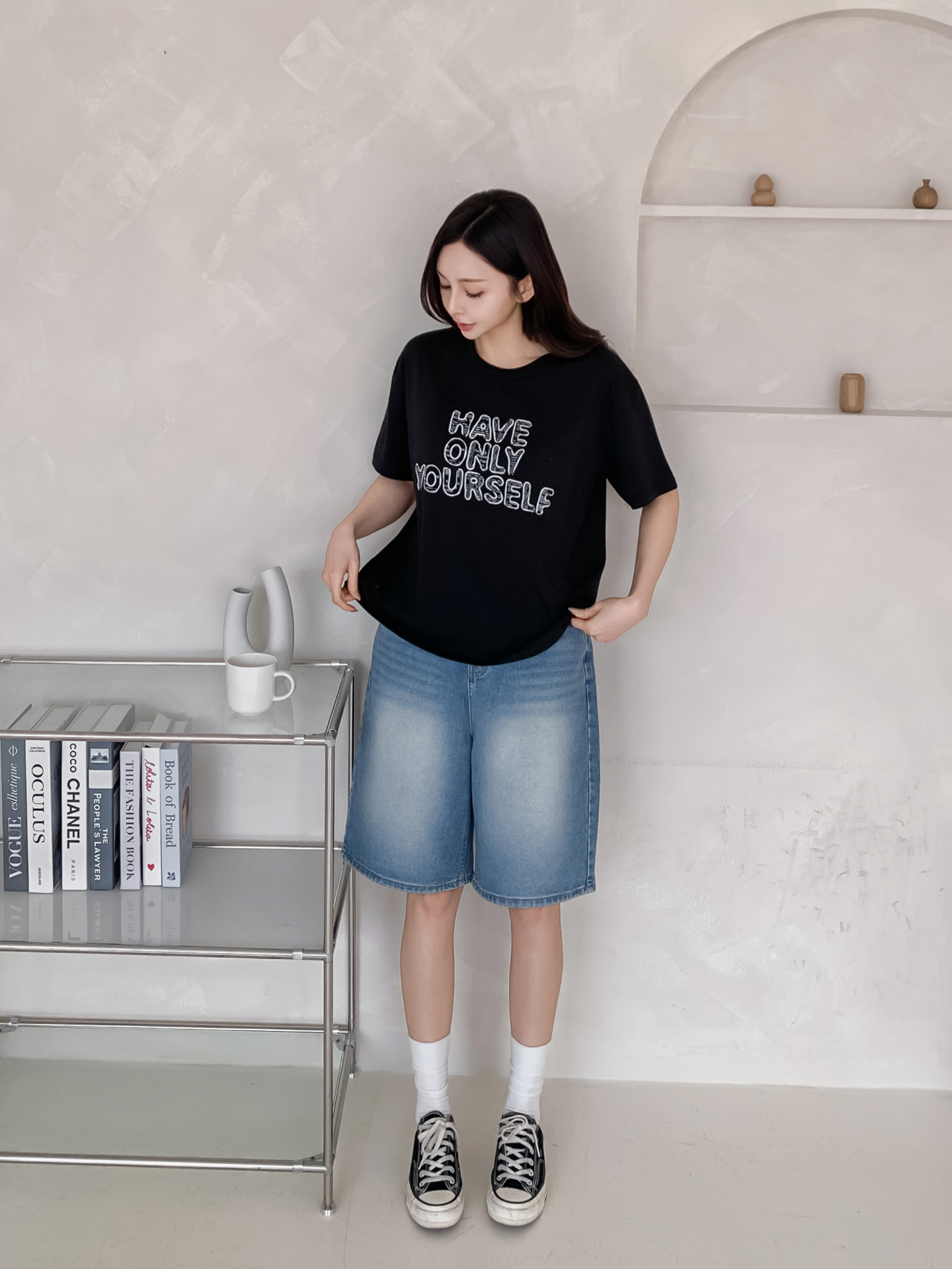ラウンドネック半袖レタリングTシャツ | 詳細画像3