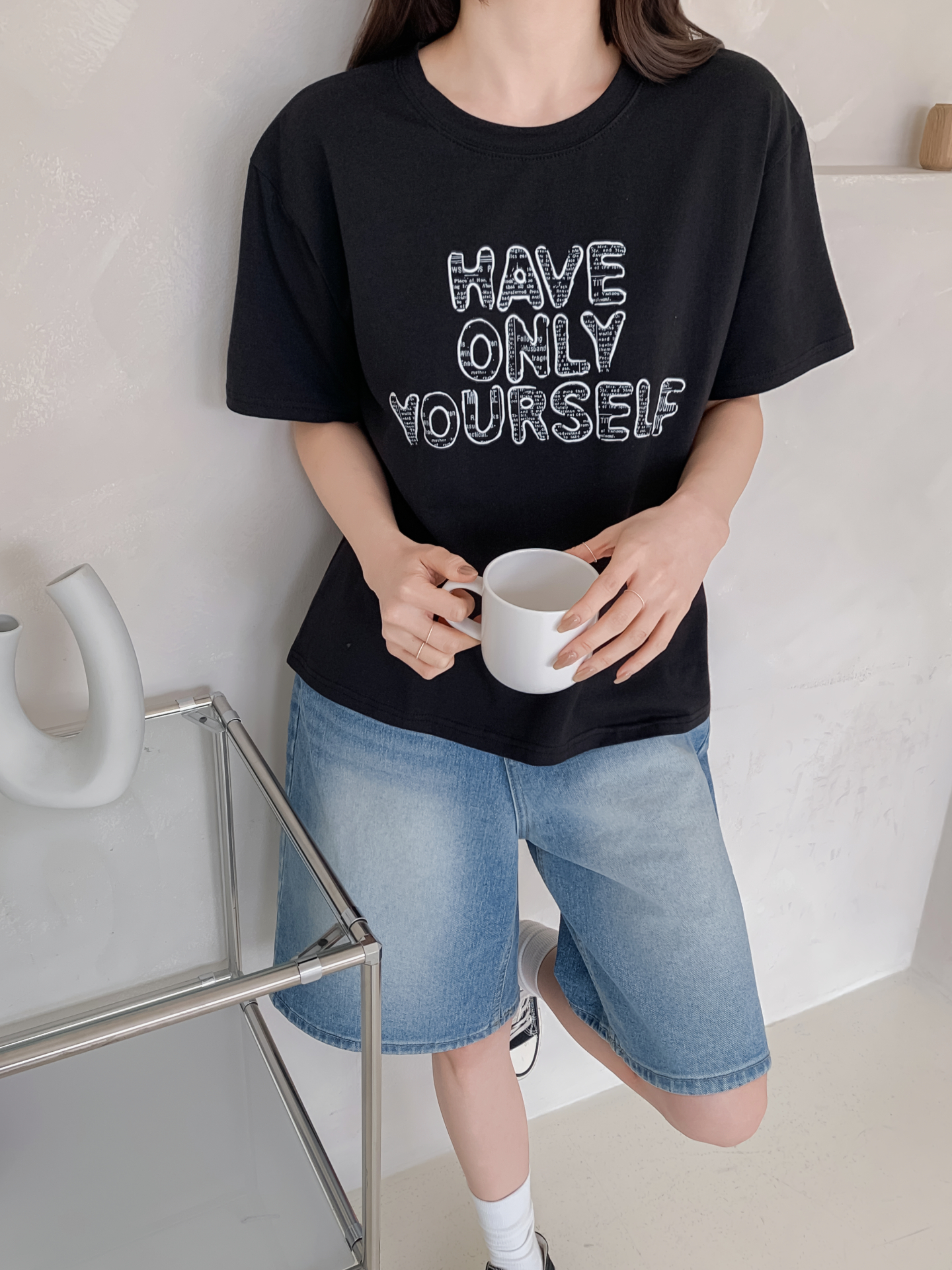 ラウンドネック半袖レタリングTシャツ | 詳細画像6