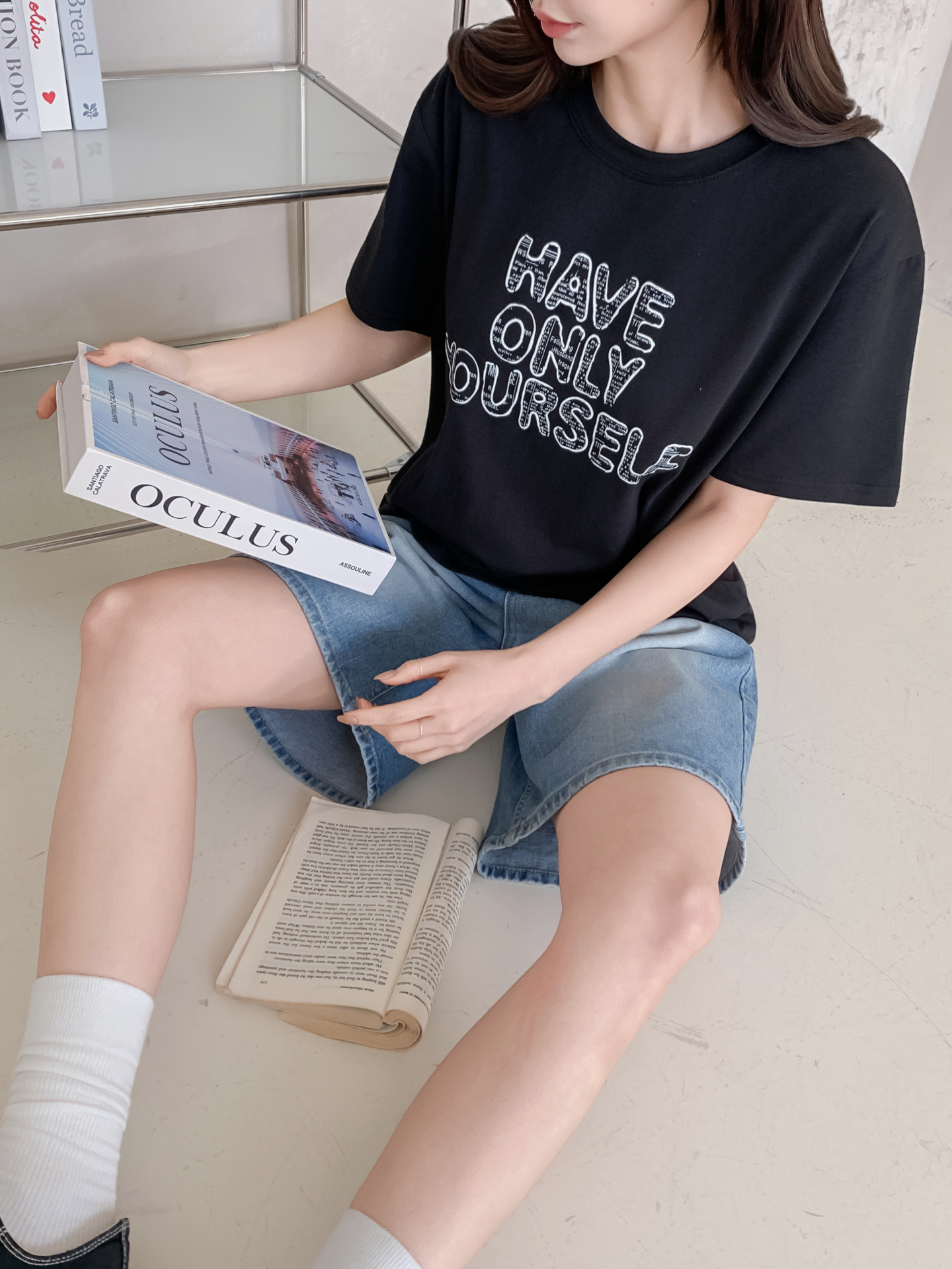 ラウンドネック半袖レタリングTシャツ | 詳細画像9