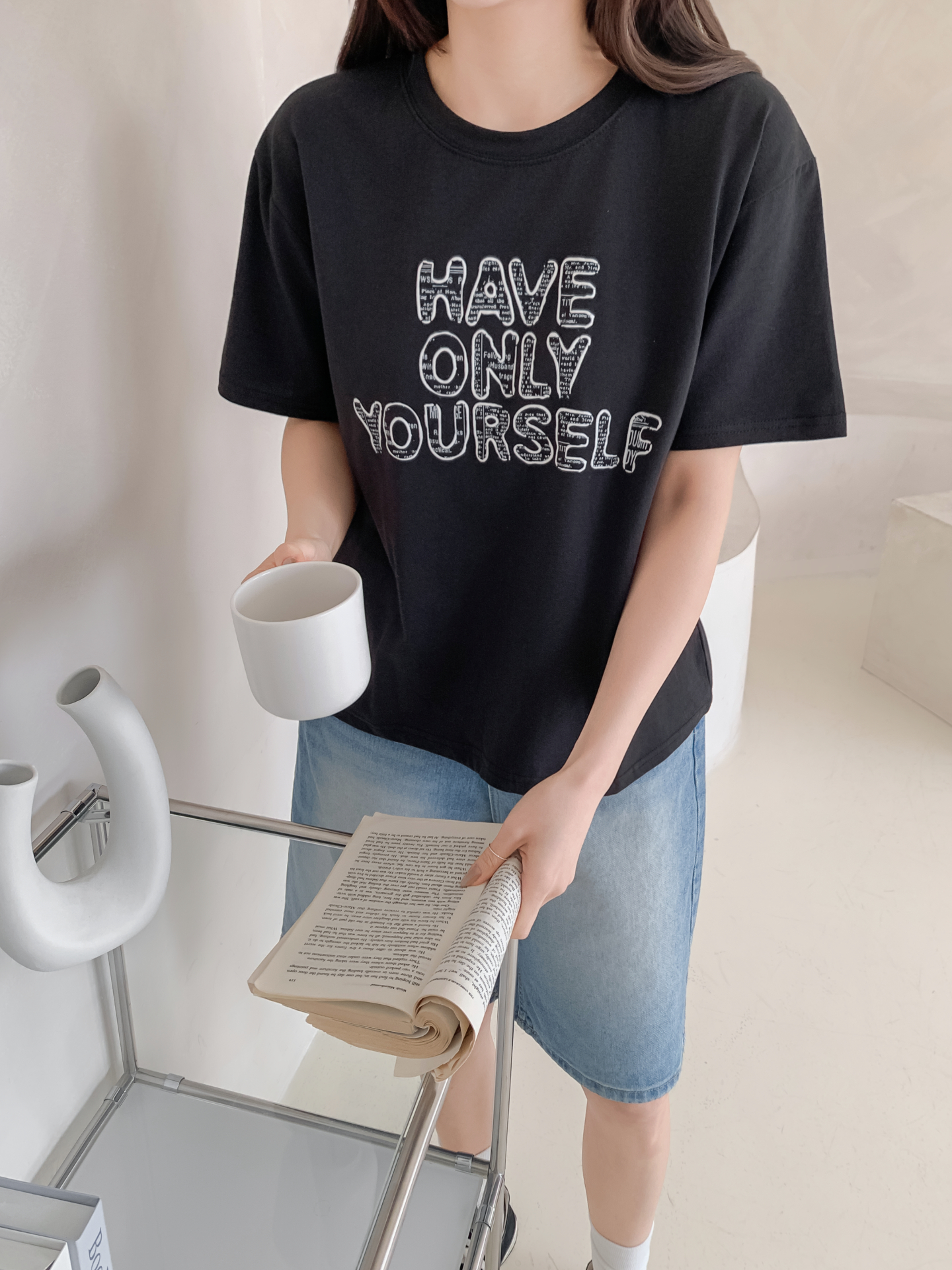 ラウンドネック半袖レタリングTシャツ | 詳細画像10