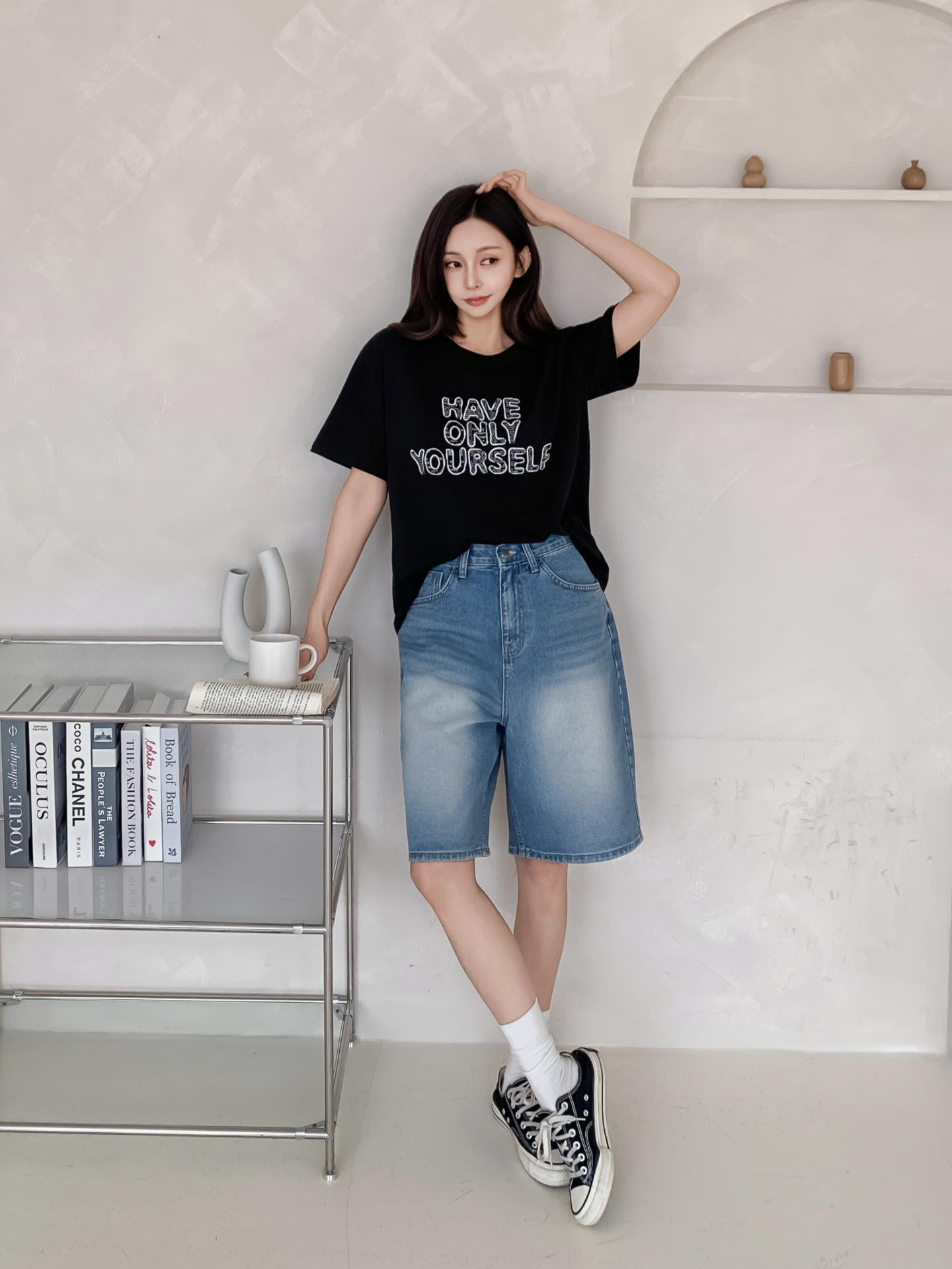 ラウンドネック半袖レタリングTシャツ | 詳細画像12